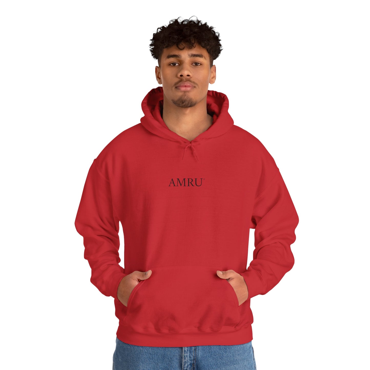 AMRU Minimal Logo Hoodie — Rose Skull Mirror Back Graphic Hoodie