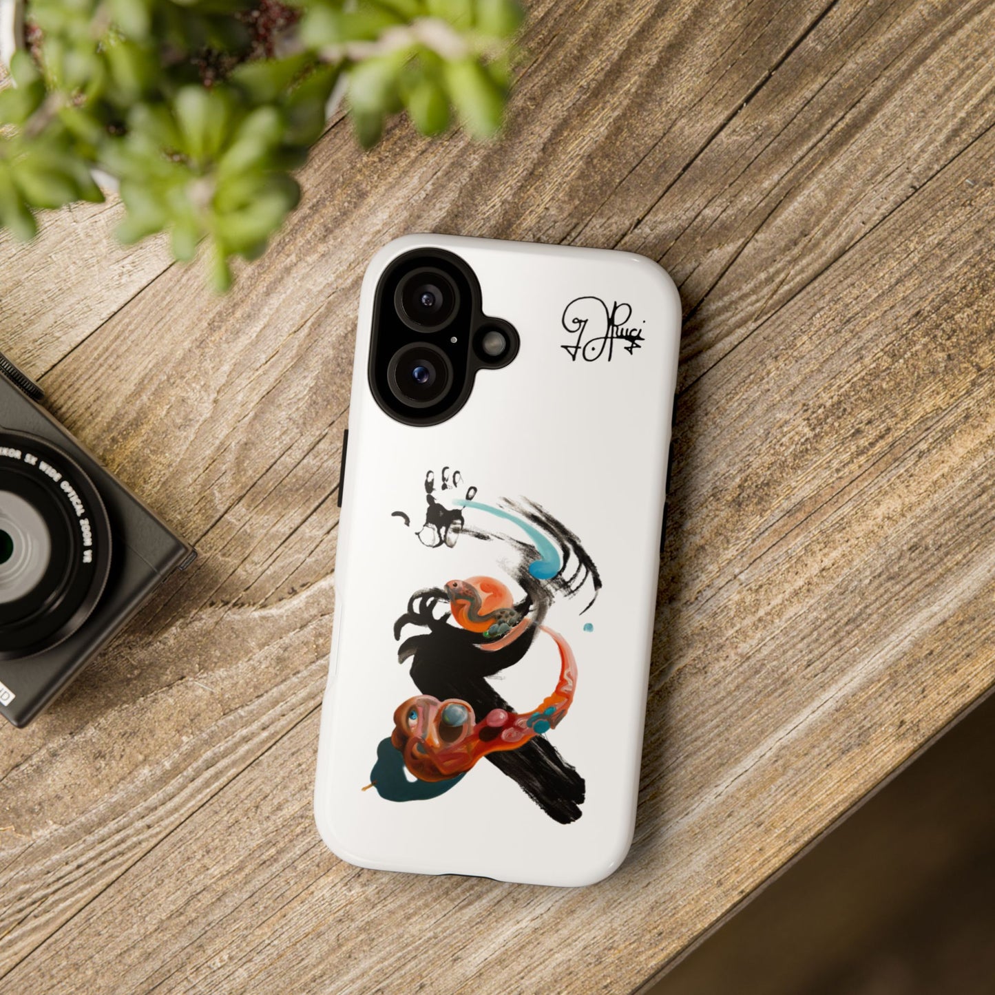 Artistic Abstract Phone Case — Colorful Ink Brushstroke Design