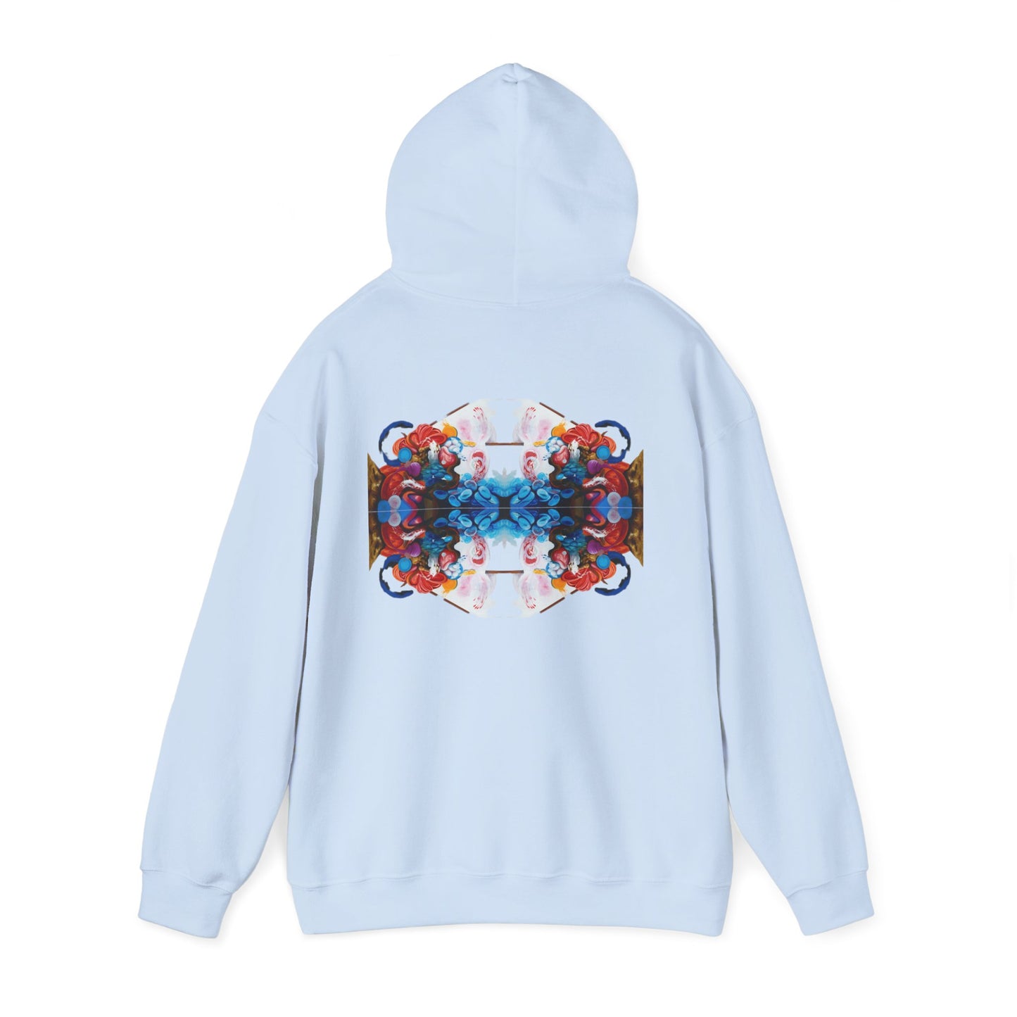 AMRU Floral Abstract Hoodie — Symmetrical Colorful Back Art