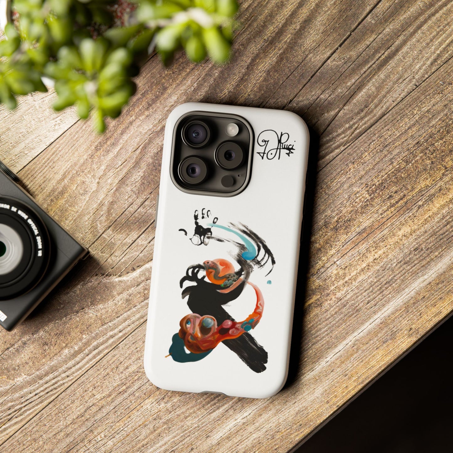 Artistic Abstract Phone Case — Colorful Ink Brushstroke Design