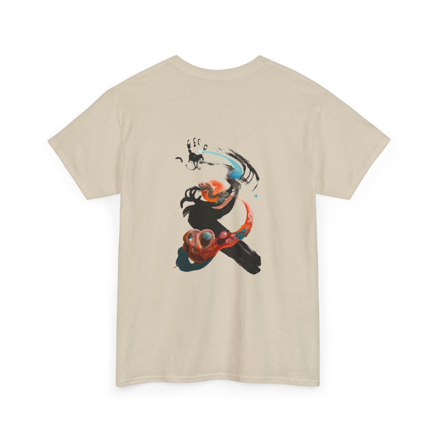 AMRU Minimalist Tee — Abstract Brushstroke Back Graphic