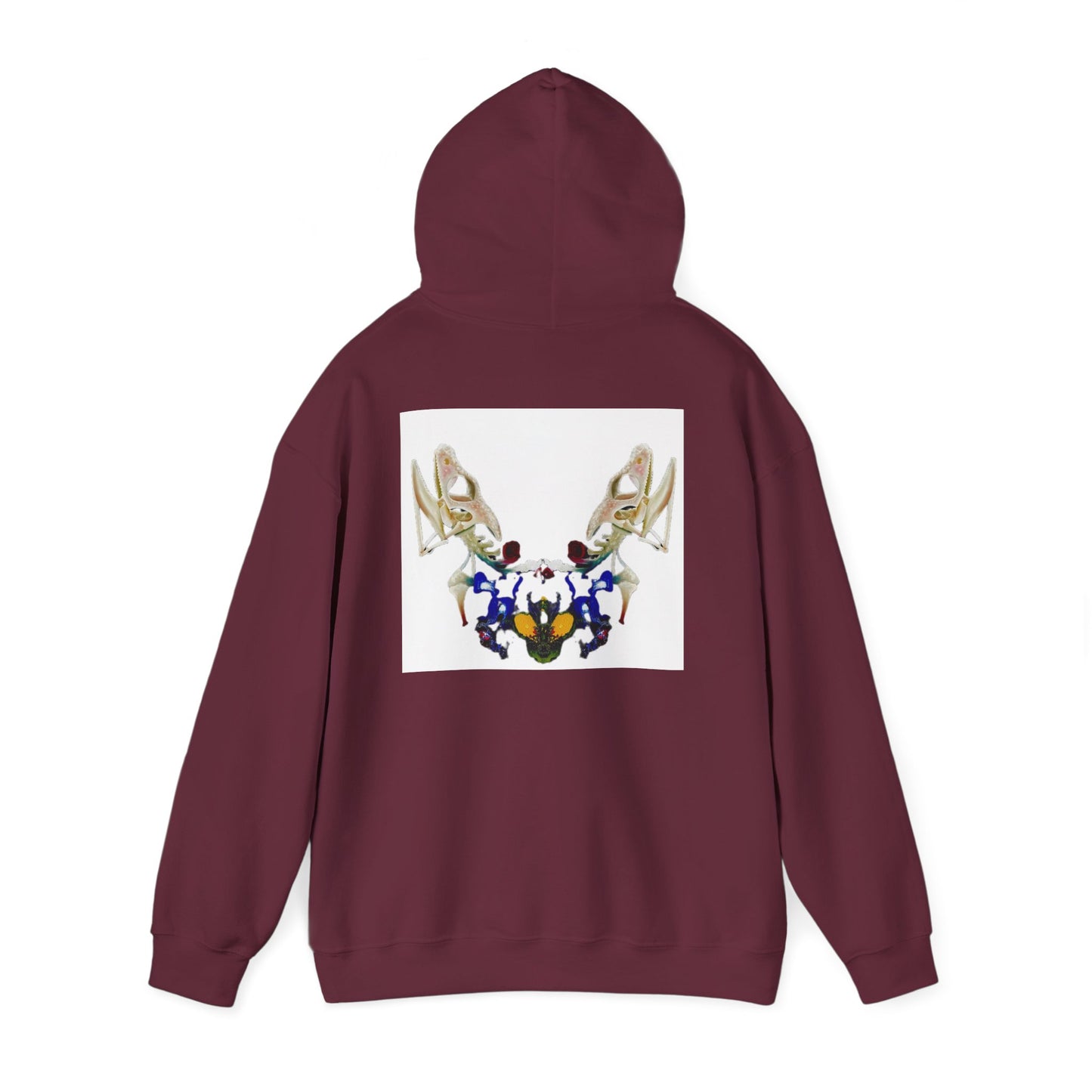 AMRU Minimal Logo Hoodie with Floral Antler Back Design