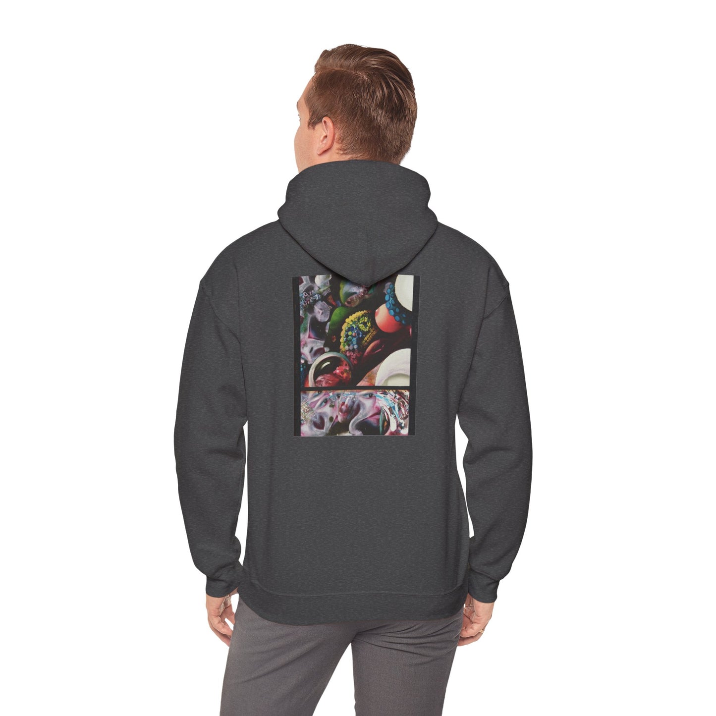 AMRU Graphic Hoodie — Abstract Cosmic Paint Pour Art Back Print