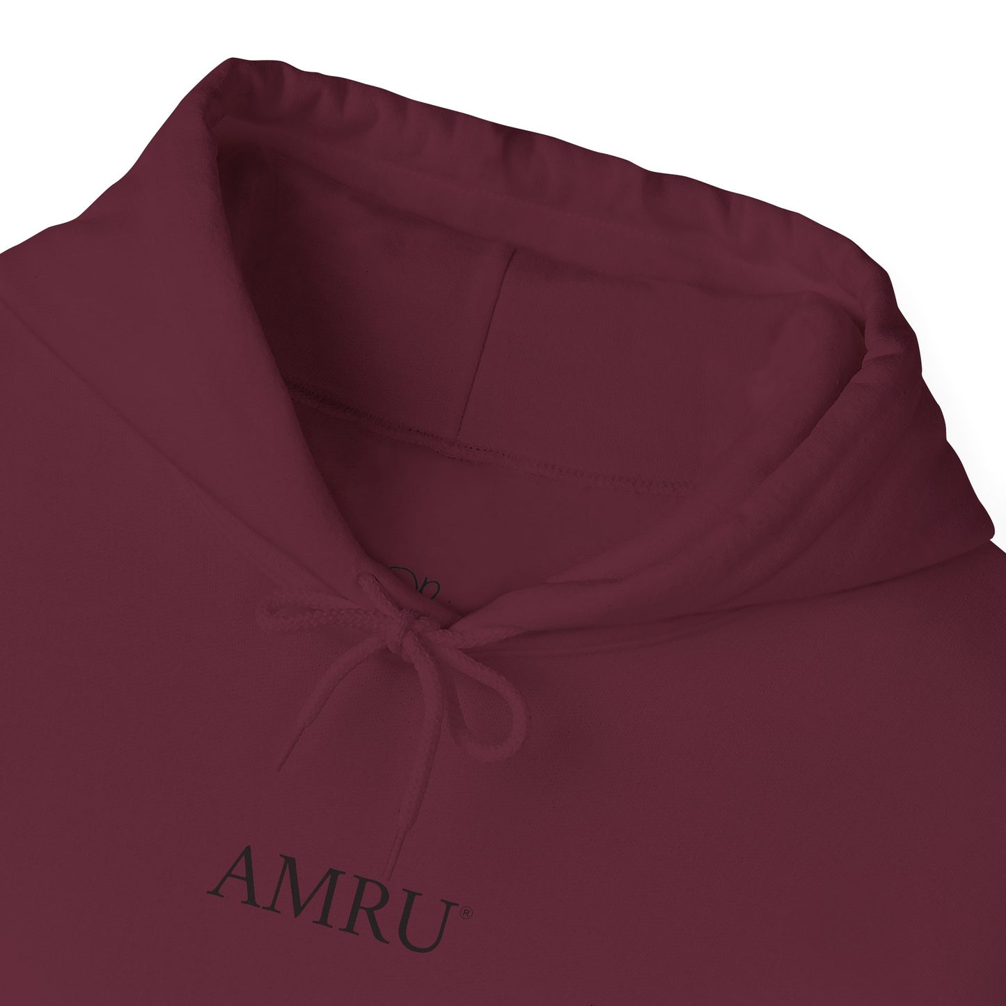 Floral Vine AMRU Hoodie — Minimal Logo Front, Embroidered Floral Back Sweatshirt