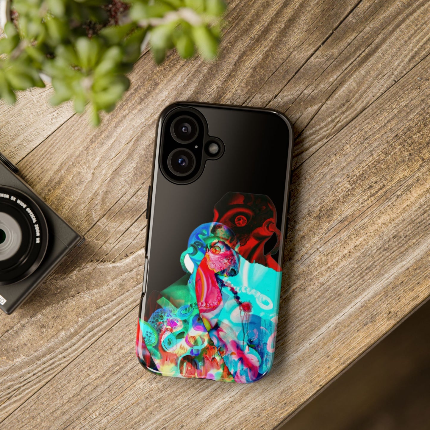 Protective Phone Case — Trippy Neon Abstract Skull Design