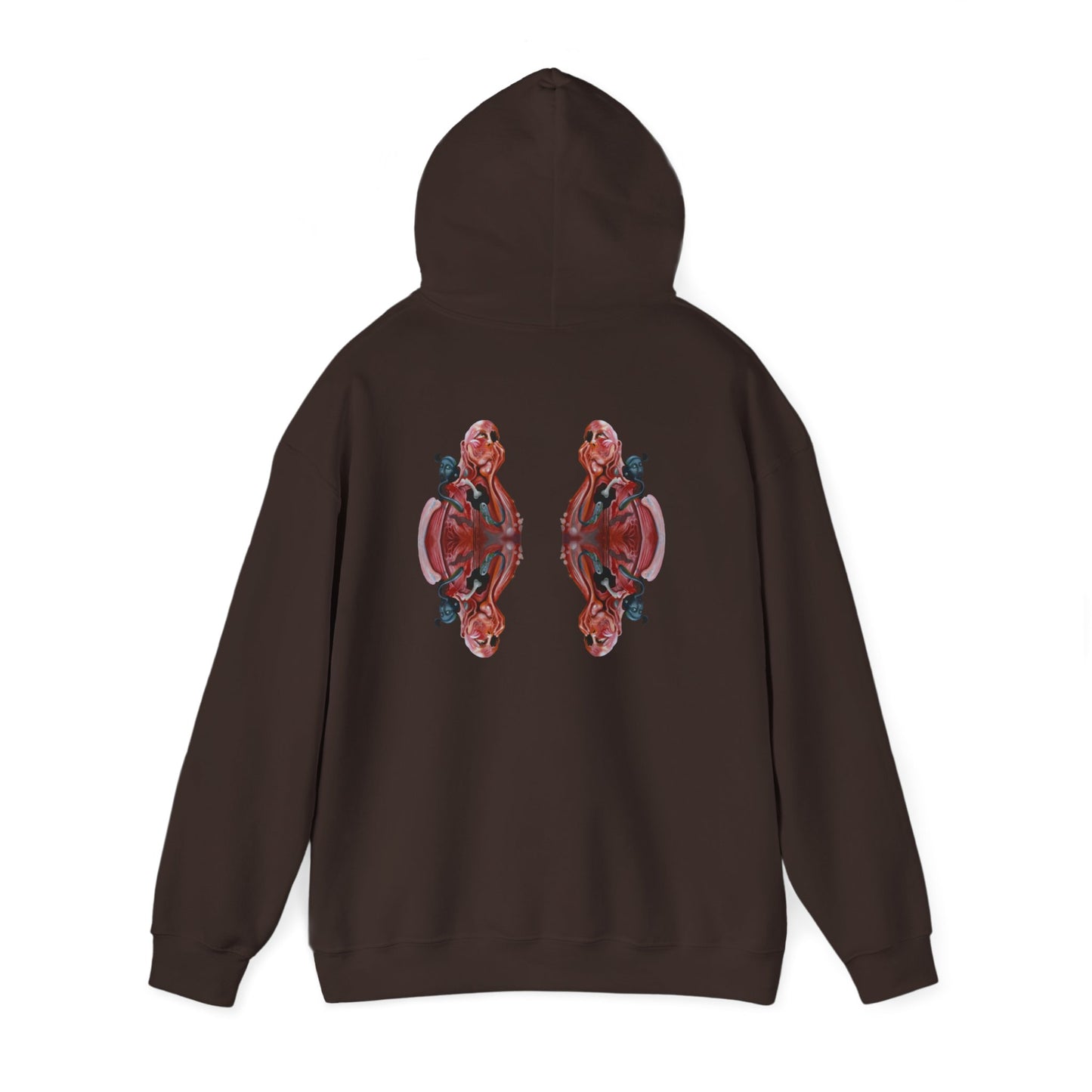 AMRU Minimal Logo Hoodie — Rose Skull Mirror Back Graphic Hoodie