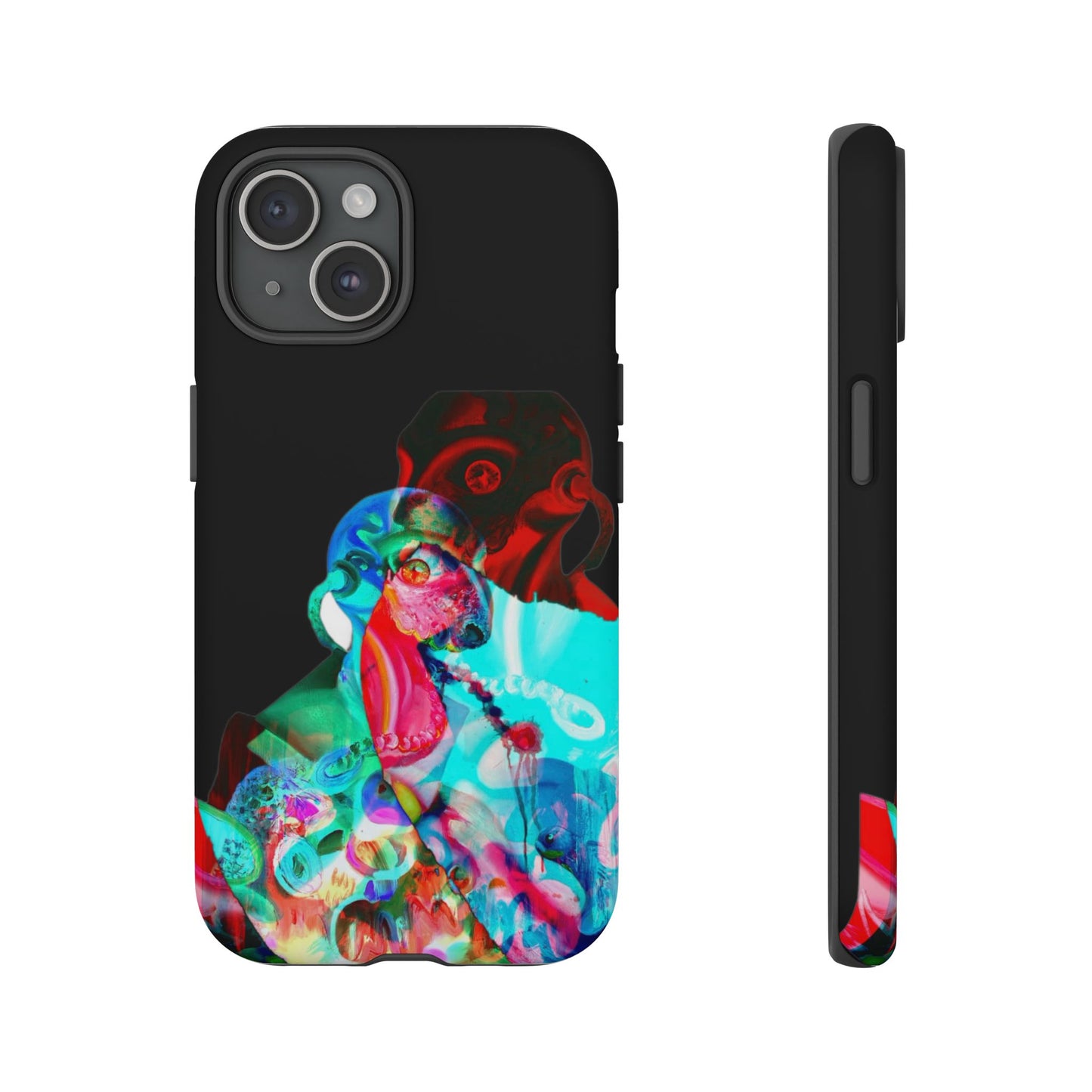 Protective Phone Case — Trippy Neon Abstract Skull Design