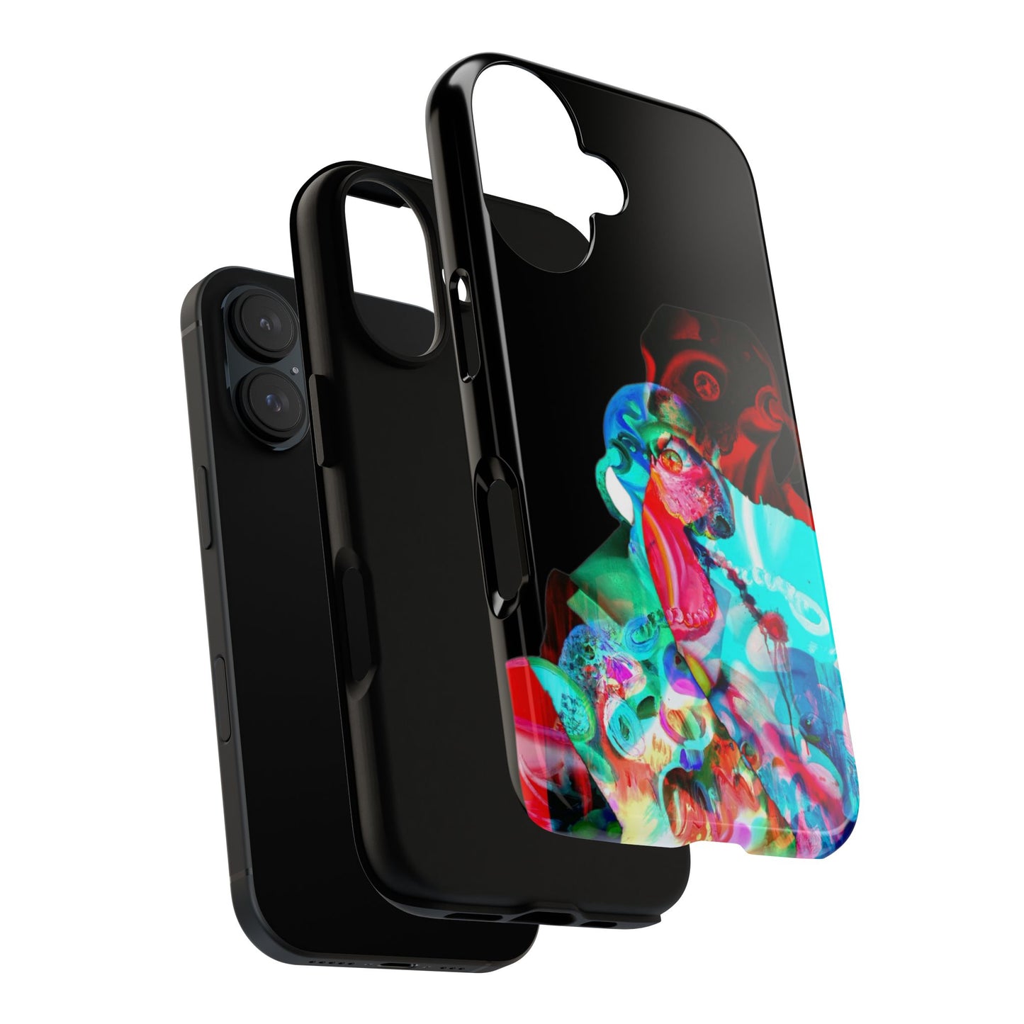 Protective Phone Case — Trippy Neon Abstract Skull Design