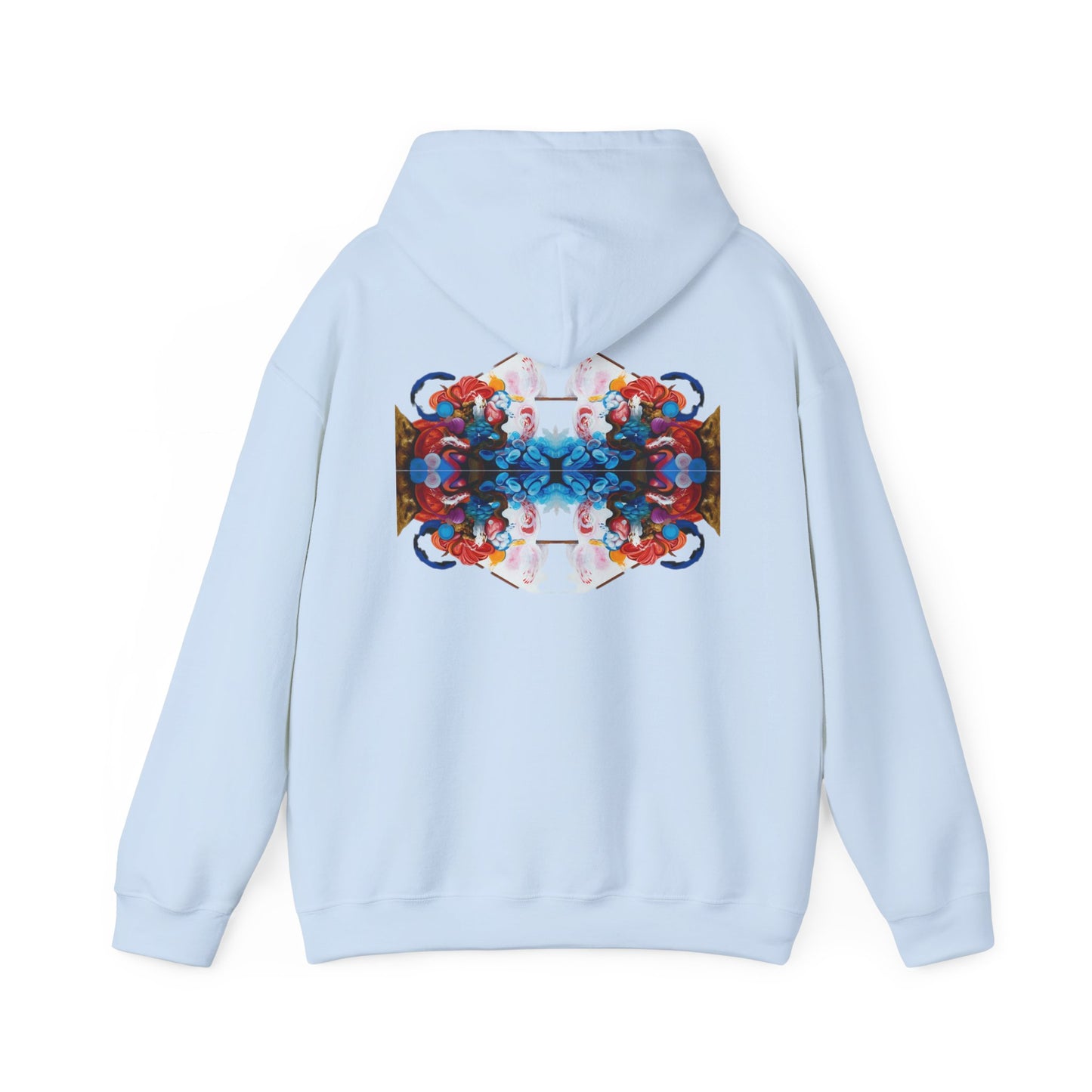 AMRU Floral Abstract Hoodie — Symmetrical Colorful Back Art
