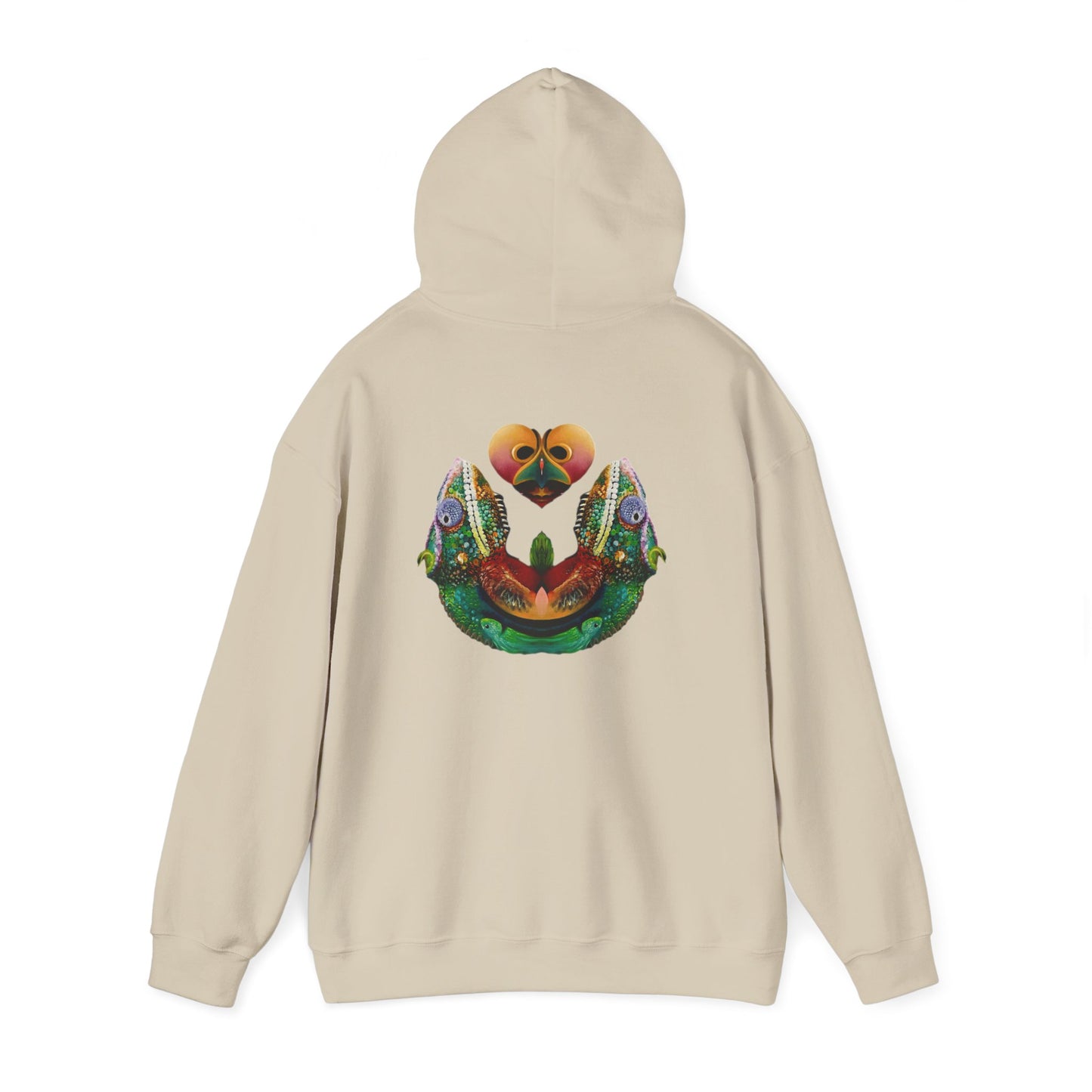 AMRU Minimal Logo Hoodie with Colorful Symmetry Back Art