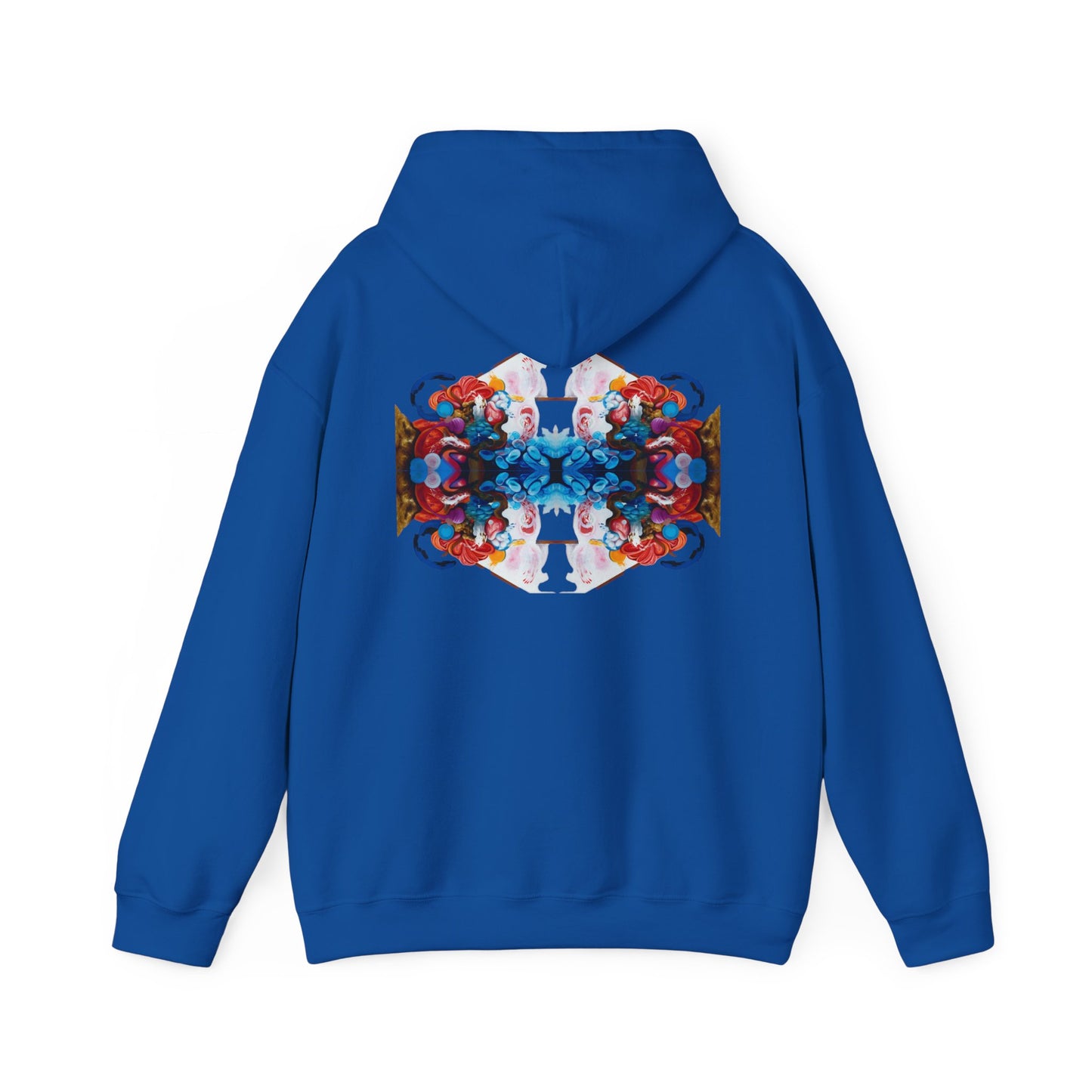 AMRU Floral Abstract Hoodie — Symmetrical Colorful Back Art