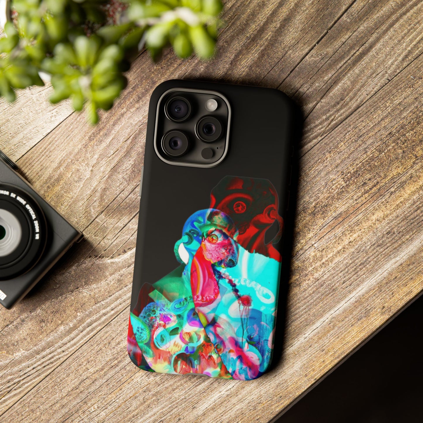 Protective Phone Case — Trippy Neon Abstract Skull Design