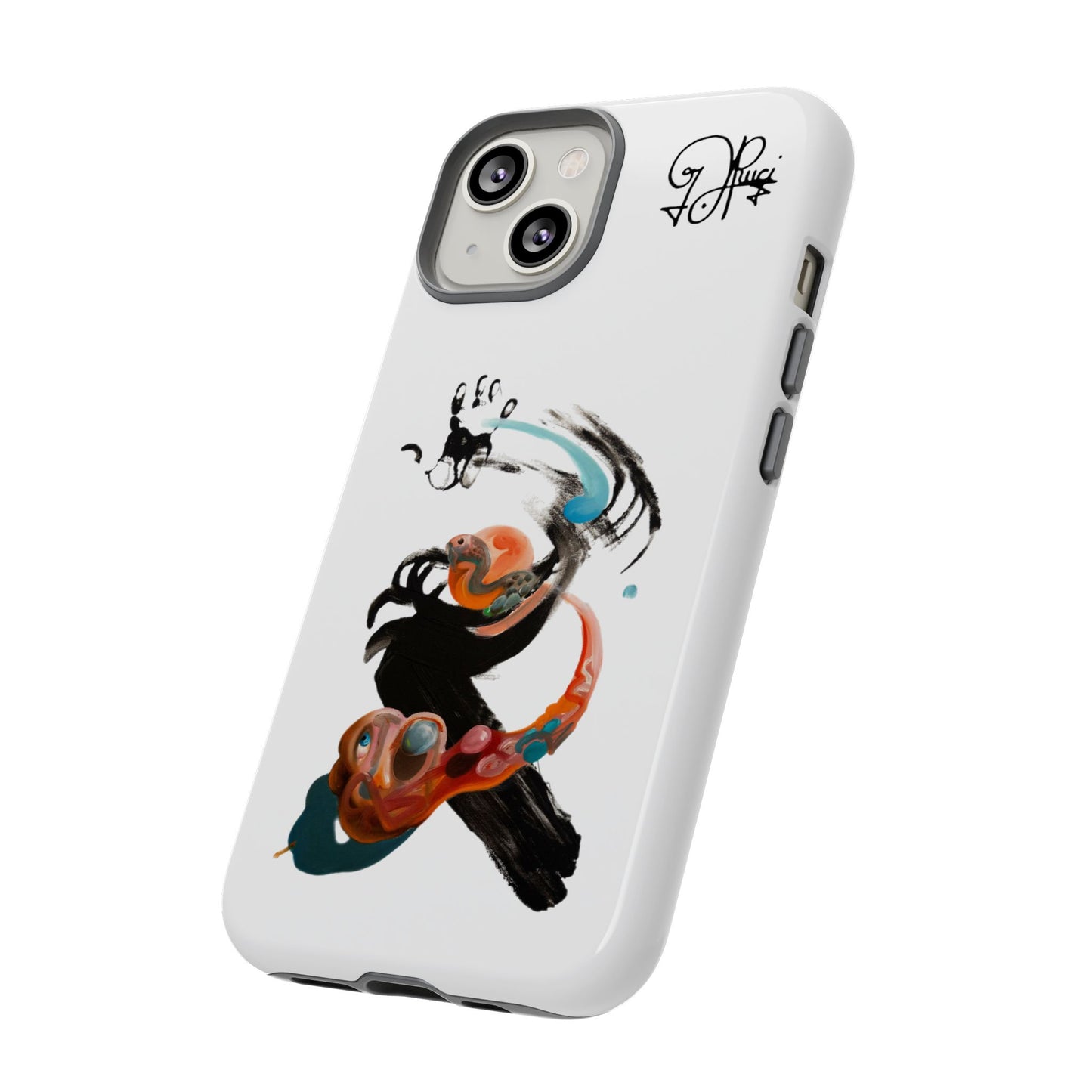 Artistic Abstract Phone Case — Colorful Ink Brushstroke Design