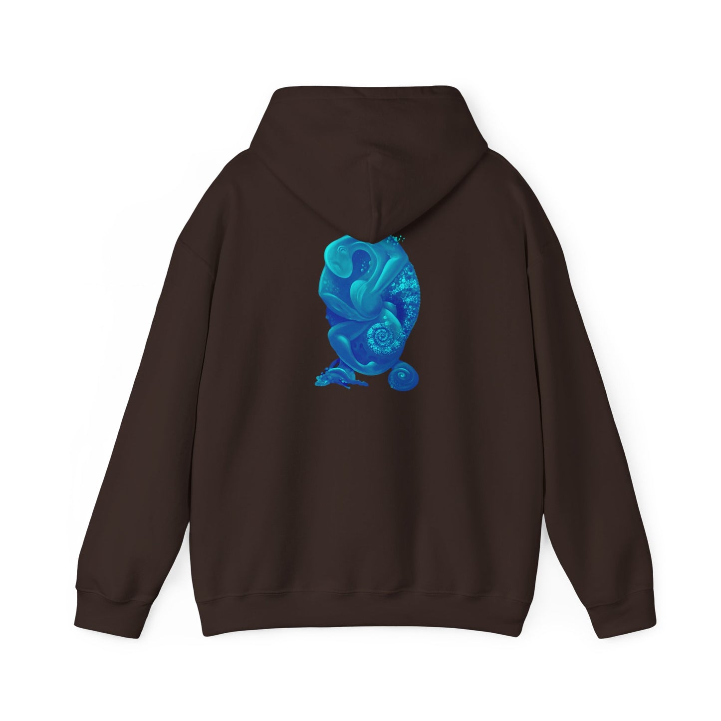 AMRU Minimal Logo Hoodie with Blue Abstract Art Back – Modern Streetwear Pullover