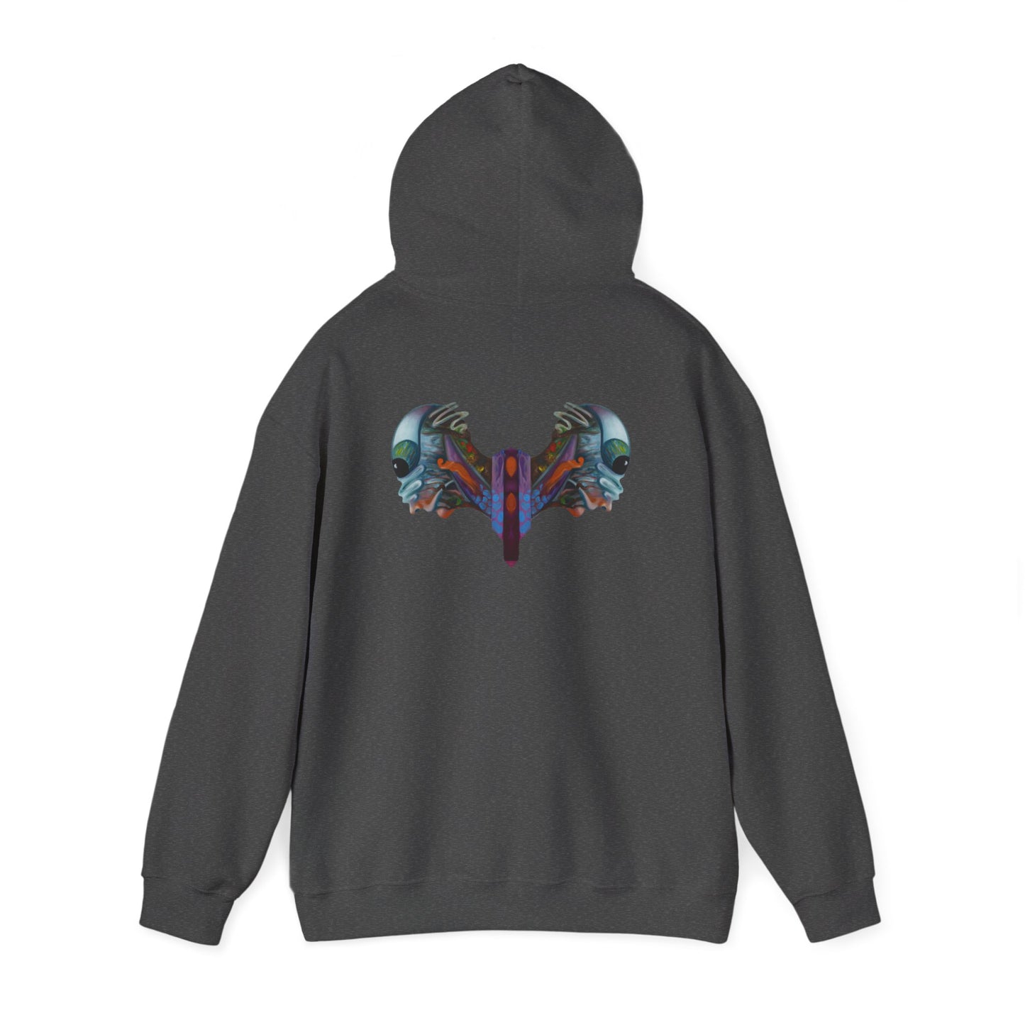 AMRU Minimal Logo Hoodie — Artistic Skull Wing Back Graphic Pullover