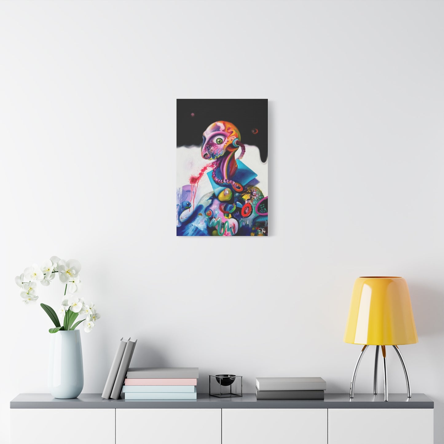 Surreal Neon Creature Matte Canvas Art — Colorful Abstract Pop-Surrealism Wall Decor