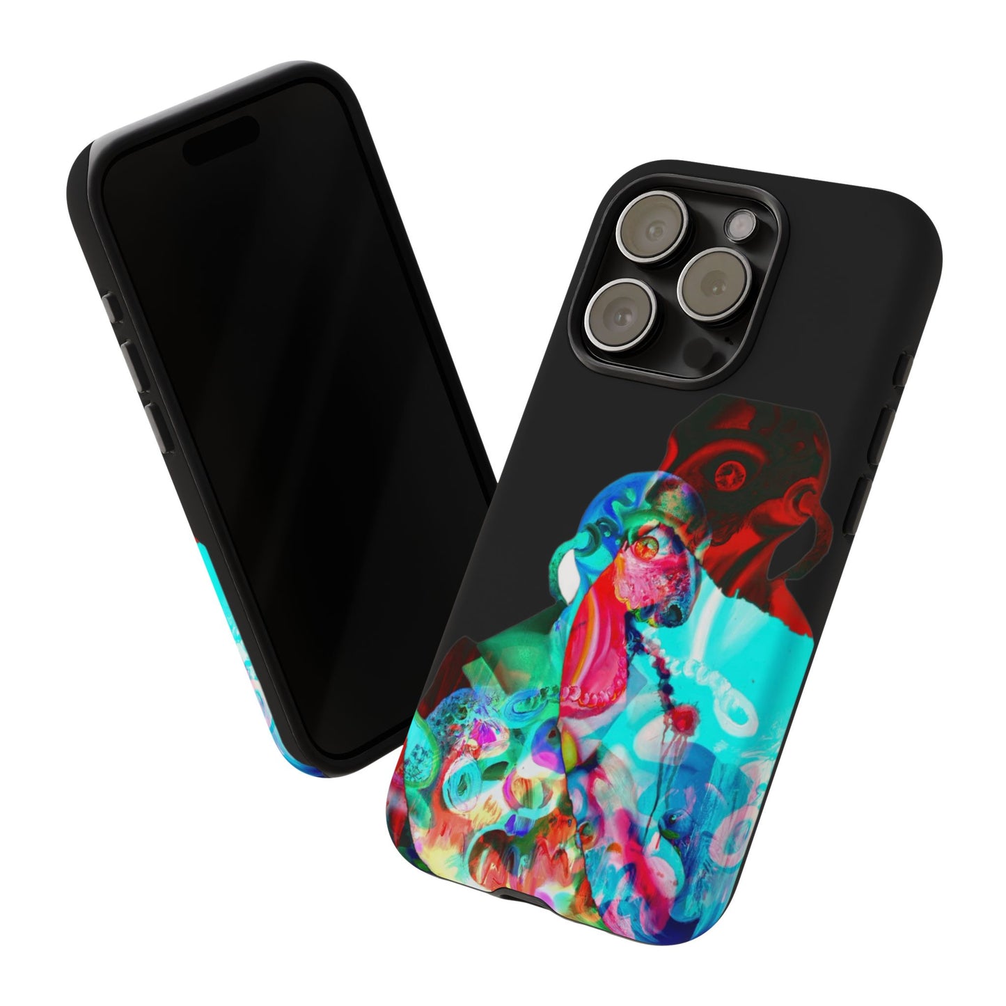 Protective Phone Case — Trippy Neon Abstract Skull Design