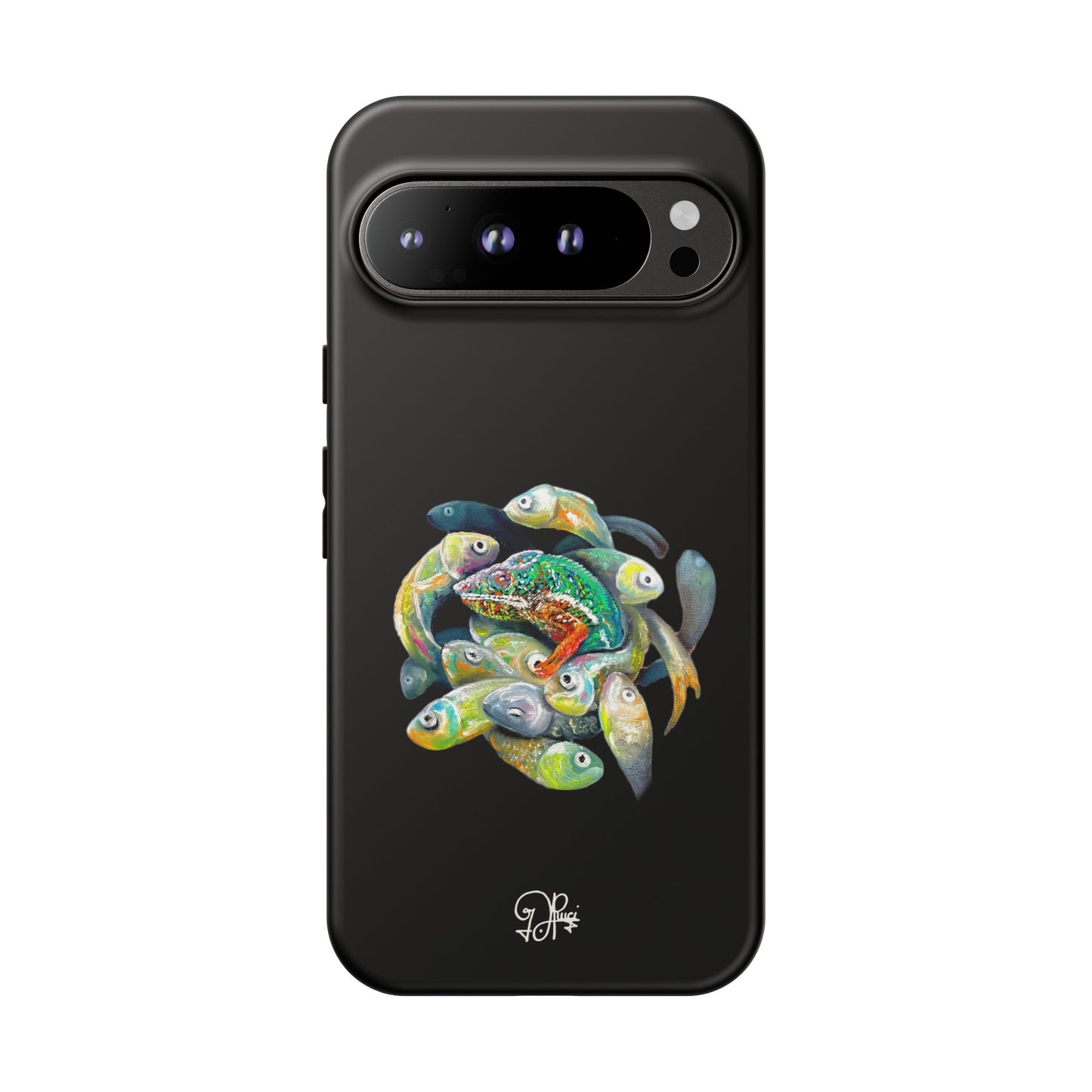 Koi Circle Tough Phone Case — Colorful Fish Art Protective iPhone Cover