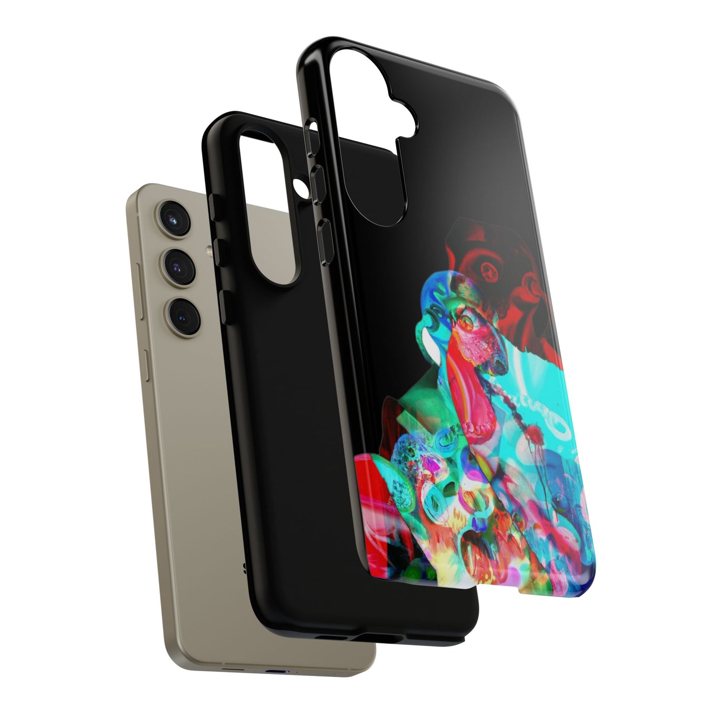 Protective Phone Case — Trippy Neon Abstract Skull Design