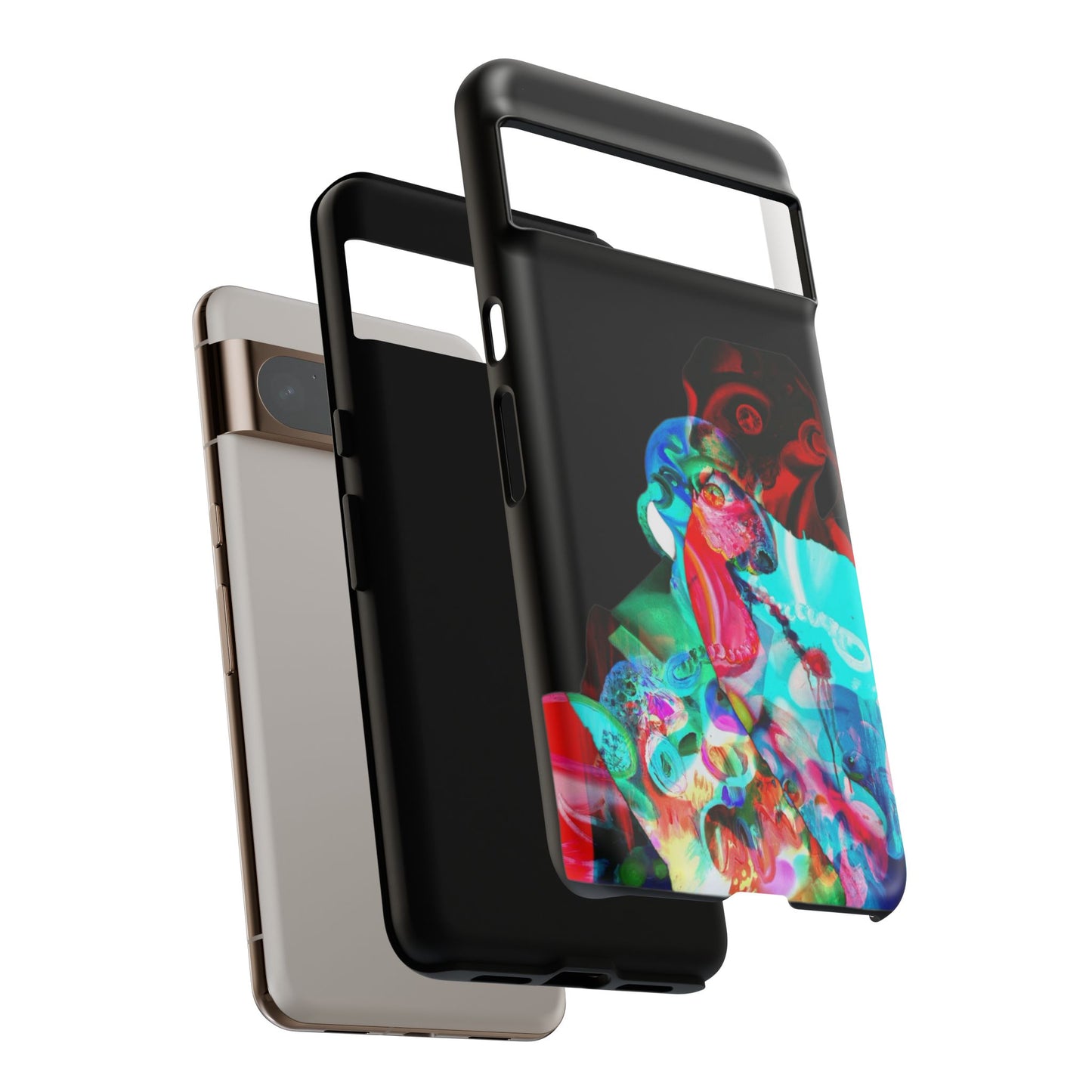 Protective Phone Case — Trippy Neon Abstract Skull Design