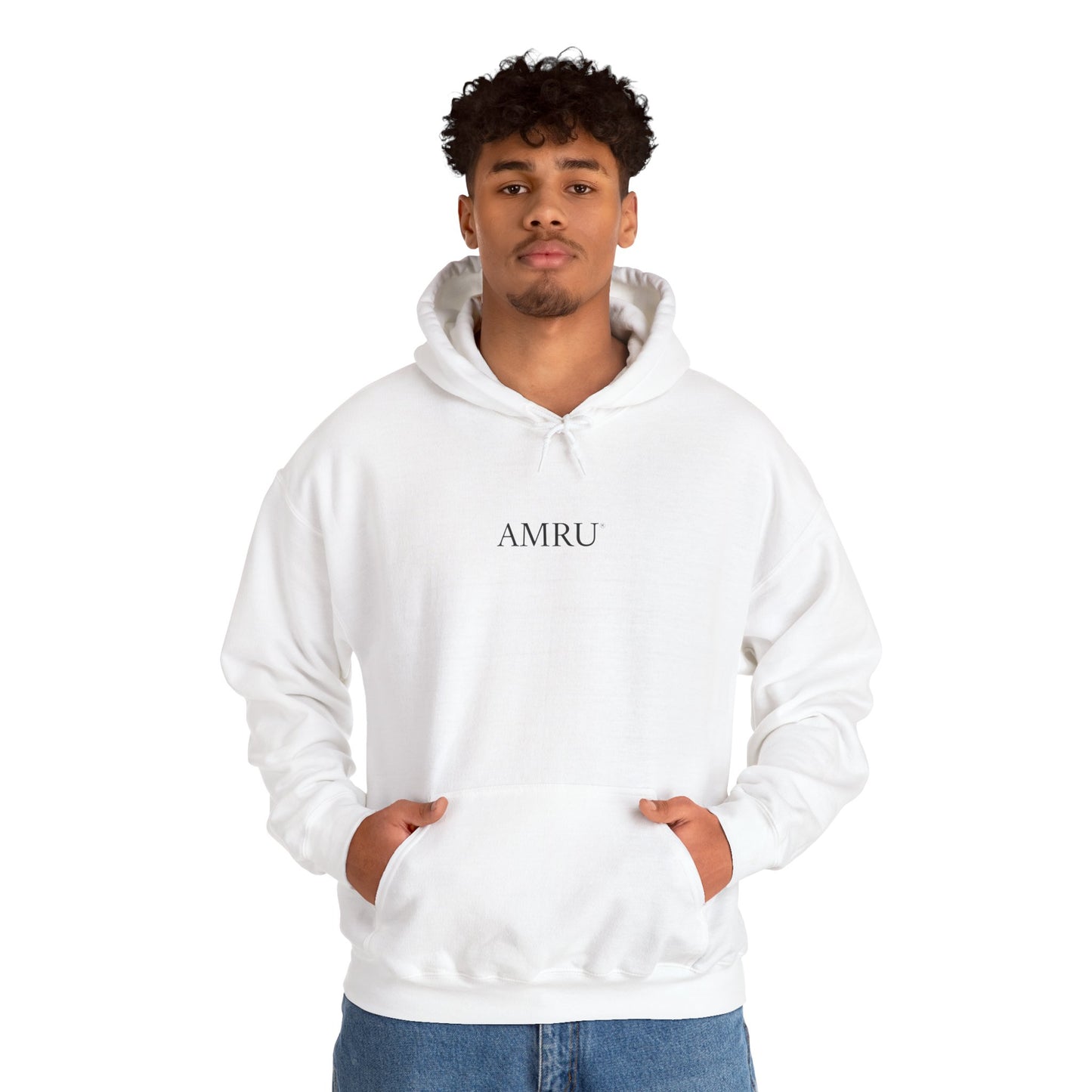 Floral Vine AMRU Hoodie — Minimal Logo Front, Embroidered Floral Back Sweatshirt
