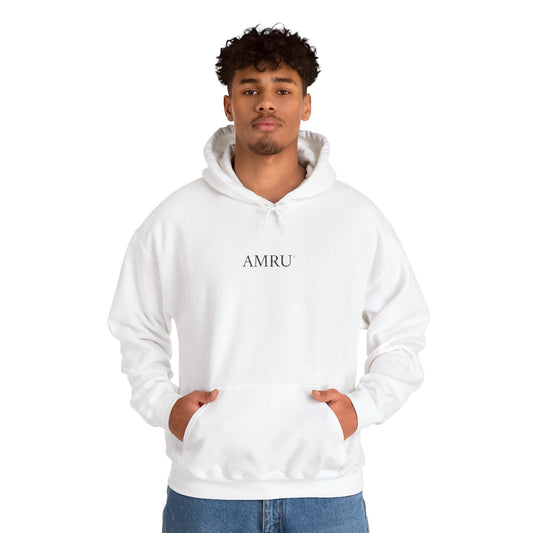 Floral Vine AMRU Hoodie — Minimal Logo Front, Embroidered Floral Back Sweatshirt