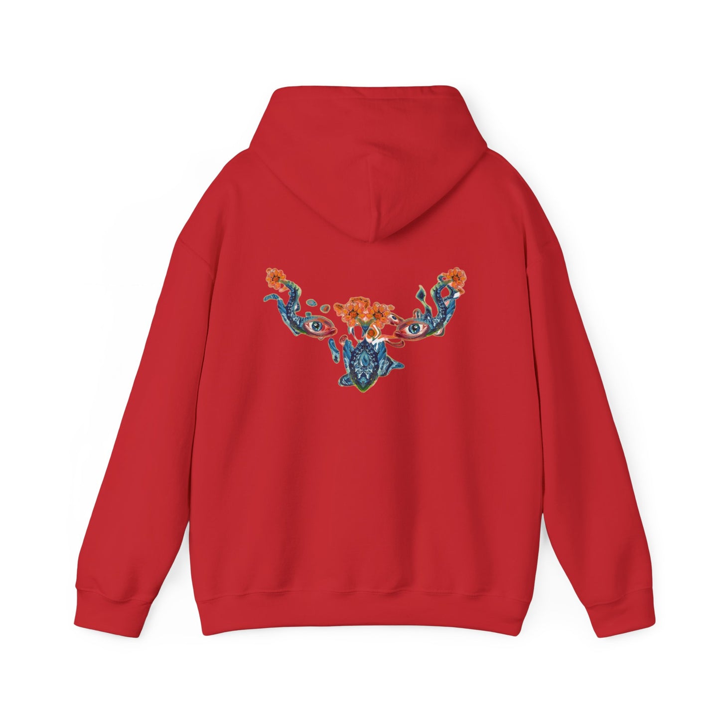 Floral Vine AMRU Hoodie — Minimal Logo Front, Embroidered Floral Back Sweatshirt