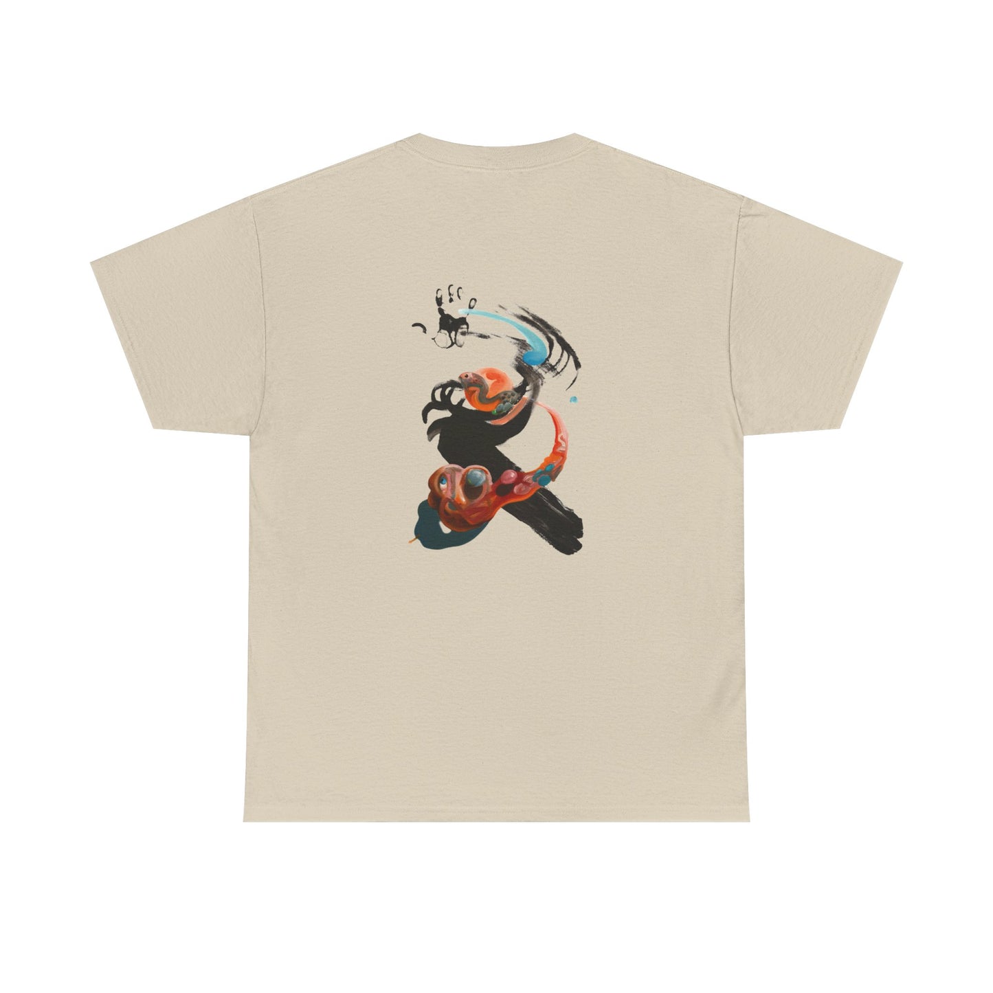 AMRU Minimalist Tee — Abstract Brushstroke Back Graphic