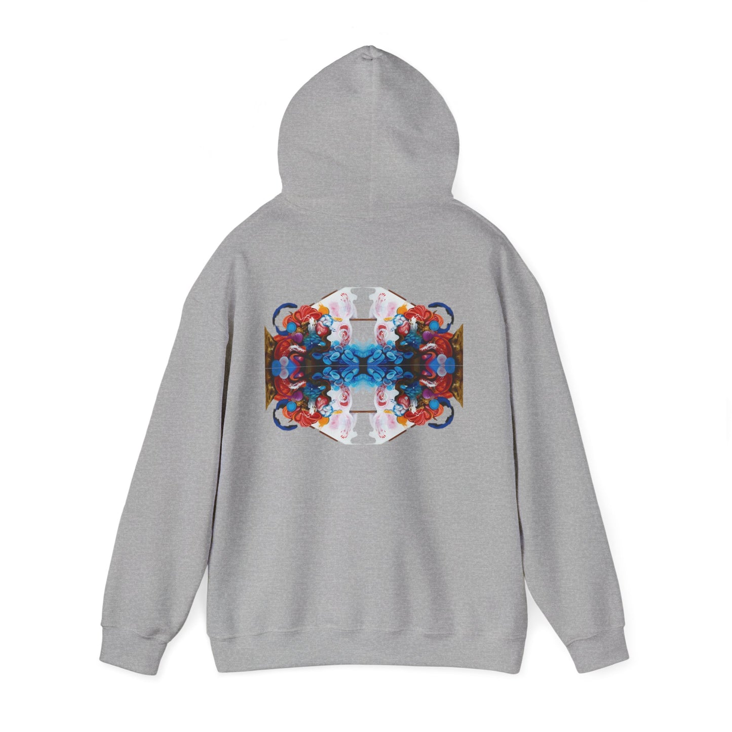 AMRU Floral Abstract Hoodie — Symmetrical Colorful Back Art