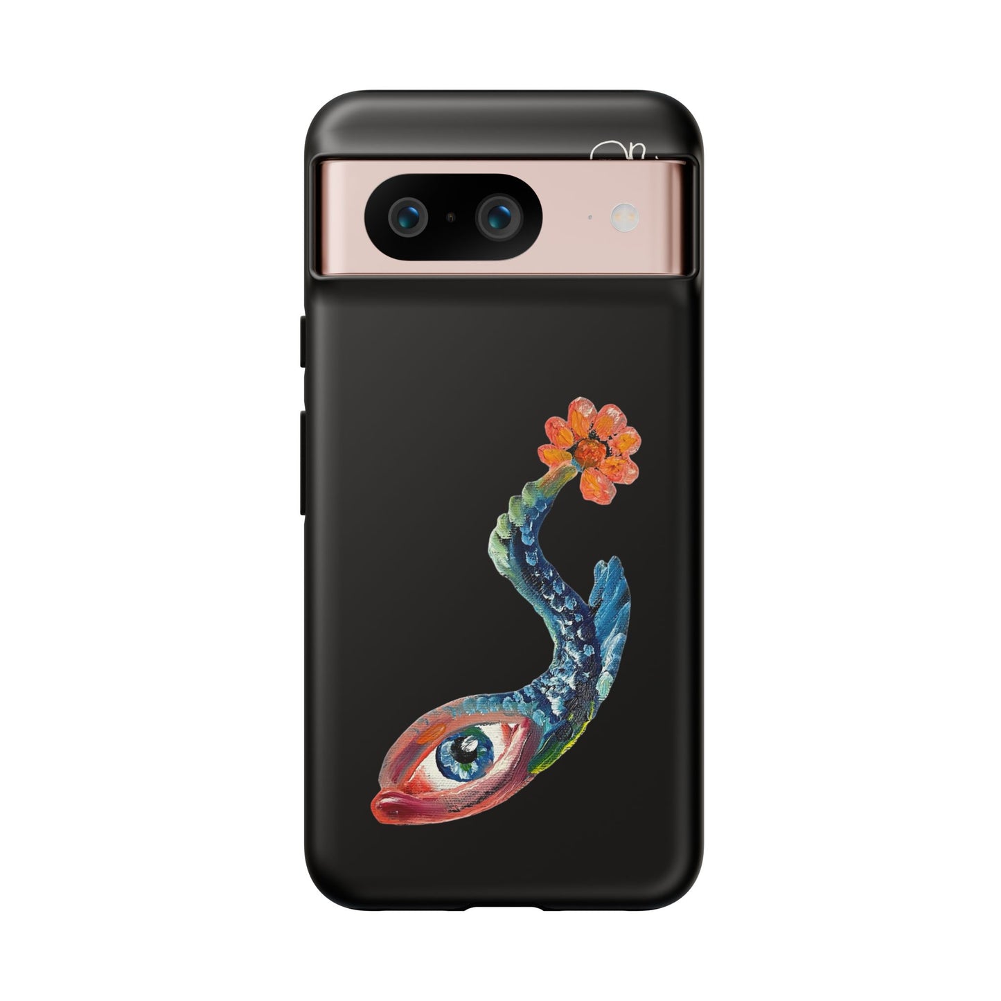 Koi Eye Tough Phone Case — Colorful Surreal Fish Design on Black
