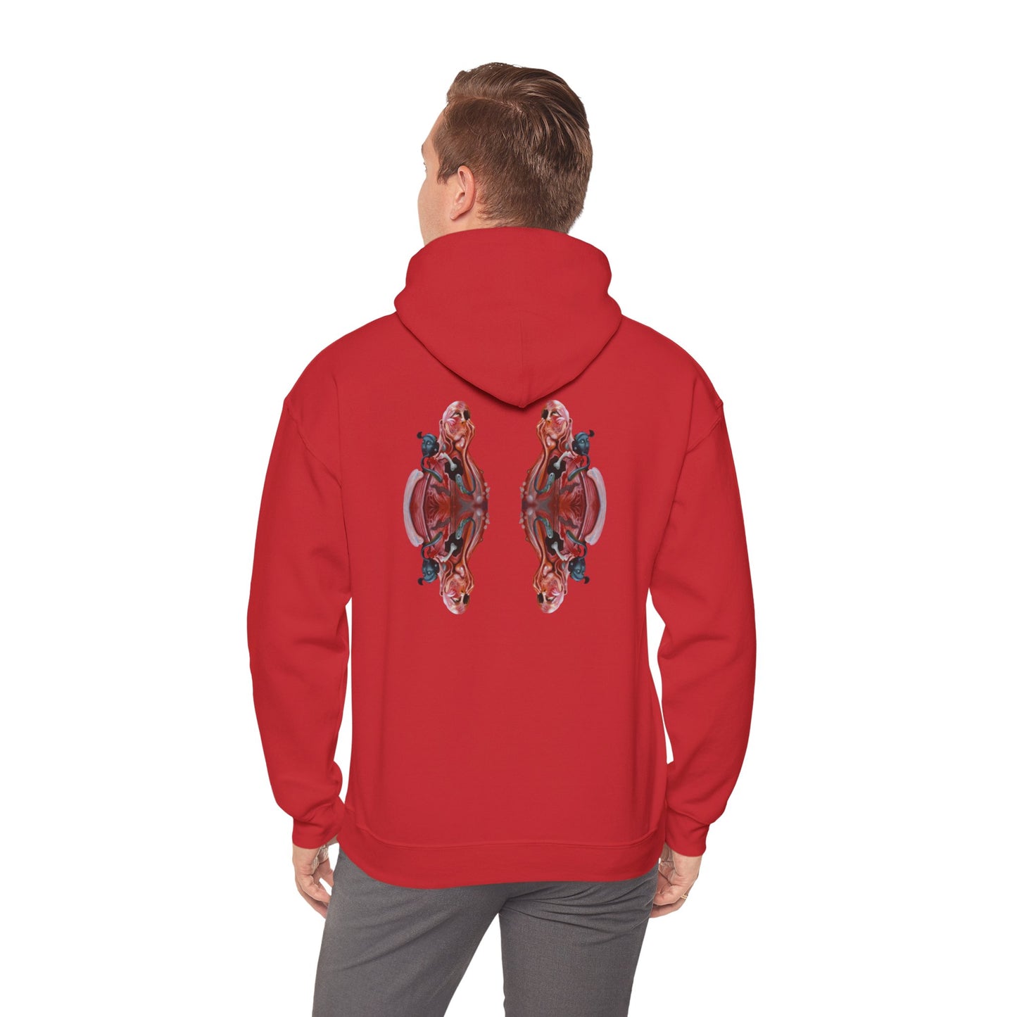 AMRU Minimal Logo Hoodie — Rose Skull Mirror Back Graphic Hoodie