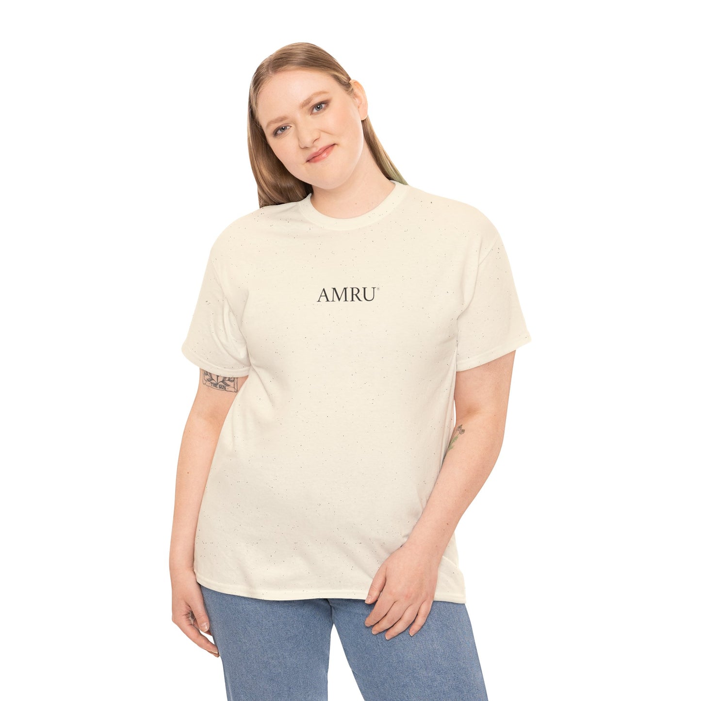 AMRU Minimalist Tee — Abstract Brushstroke Back Graphic