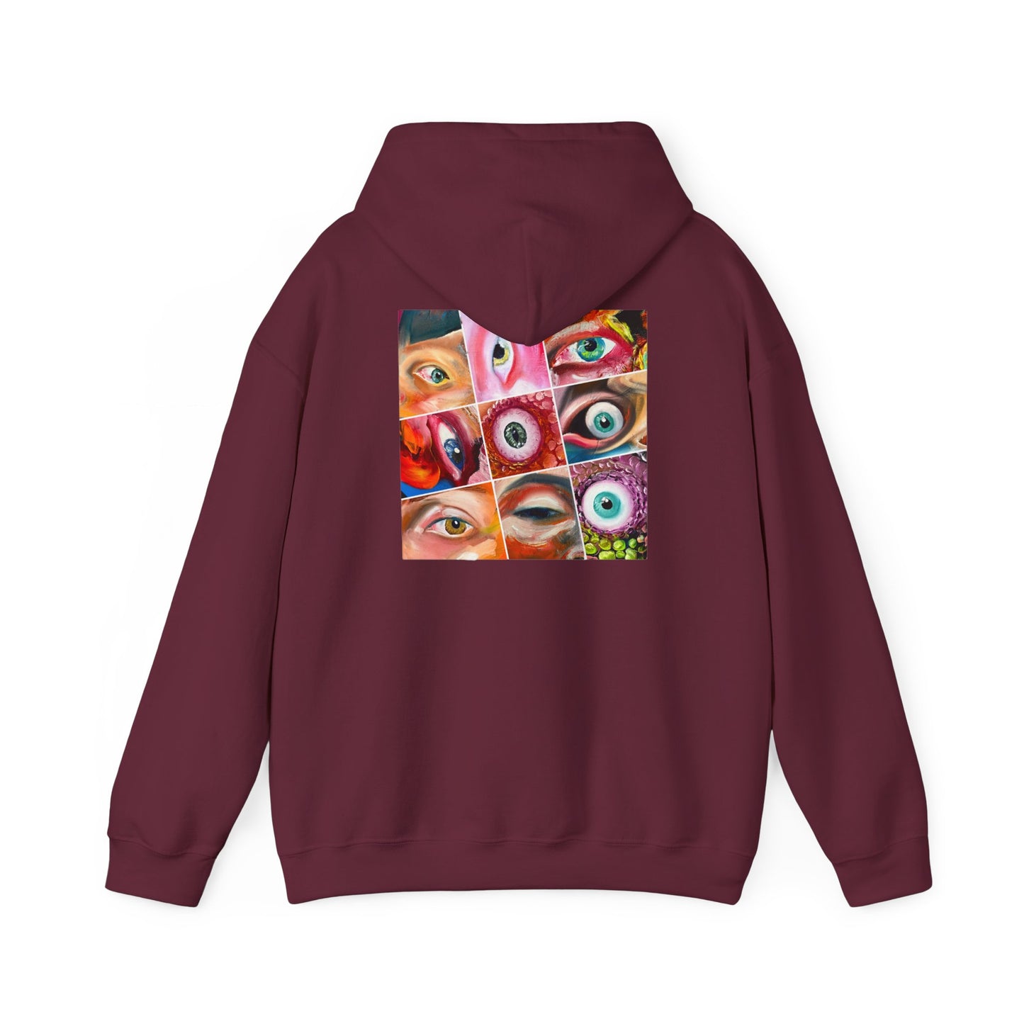 AMRU Eyes Collage Hoodie — Artistic Colorful Eye Graphic Hooded Sweatshirt