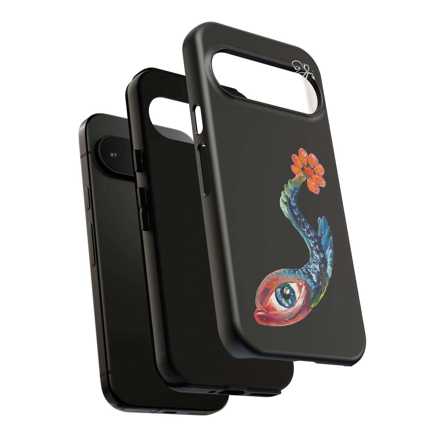 Koi Eye Tough Phone Case — Colorful Surreal Fish Design on Black