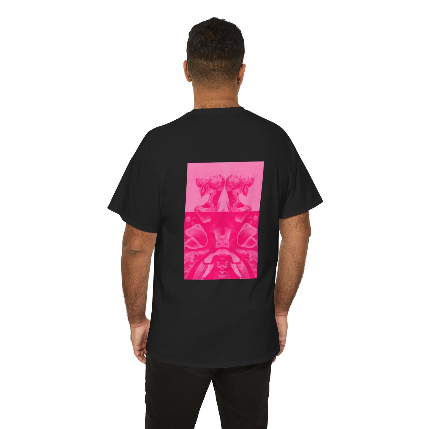Graphic Tee — Hot Pink Abstract Mirror Design