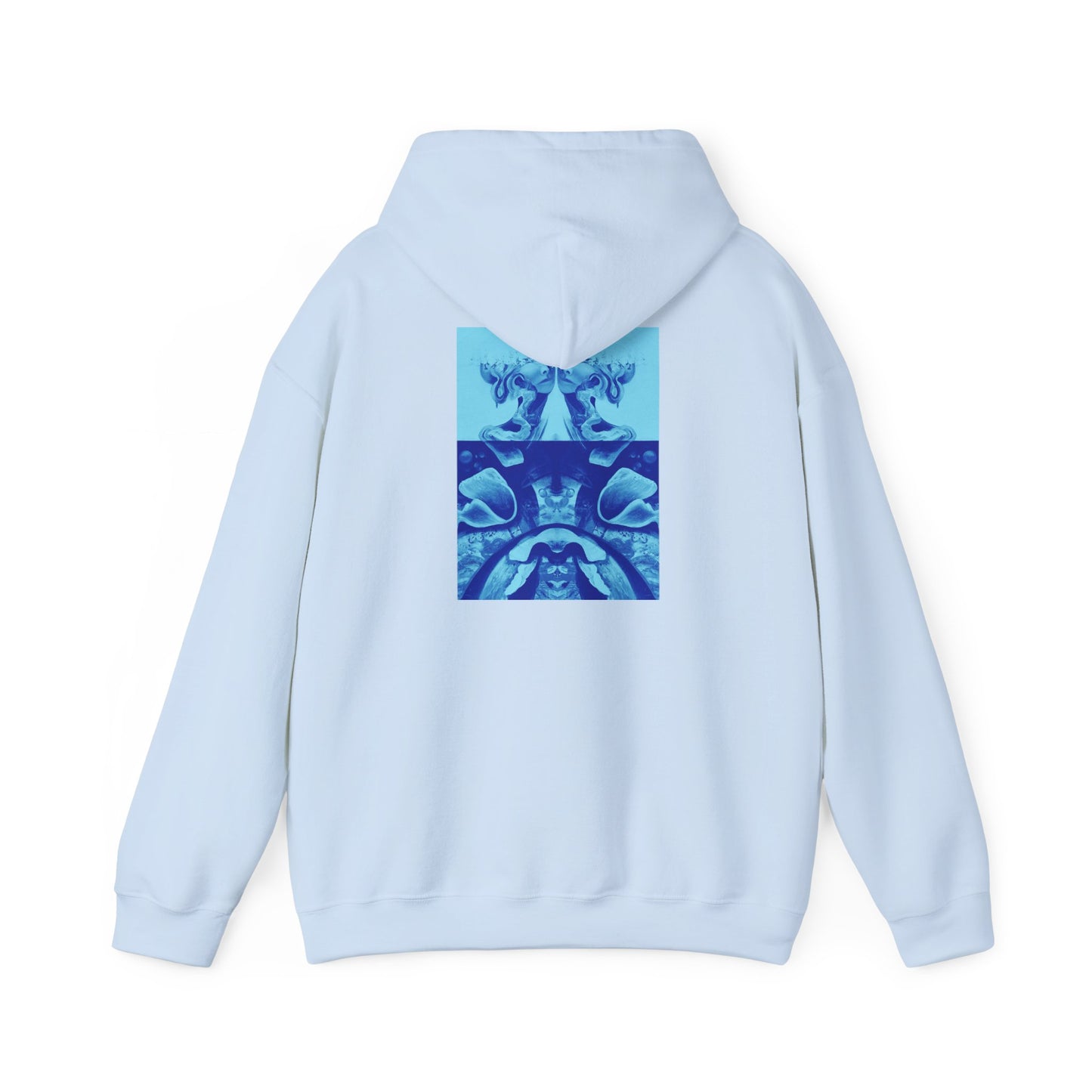 AMRU Minimal Logo Hoodie with Blue Abstract Back Print