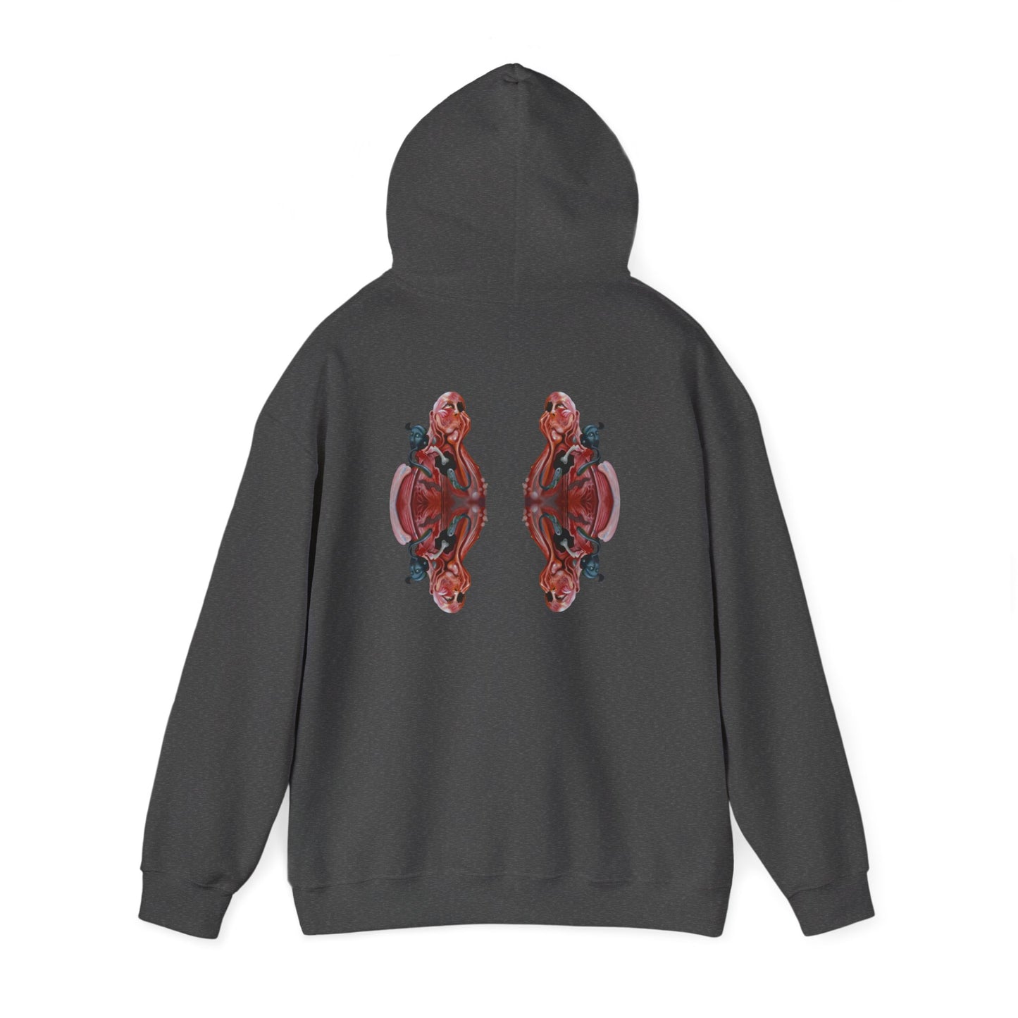 AMRU Minimal Logo Hoodie — Rose Skull Mirror Back Graphic Hoodie