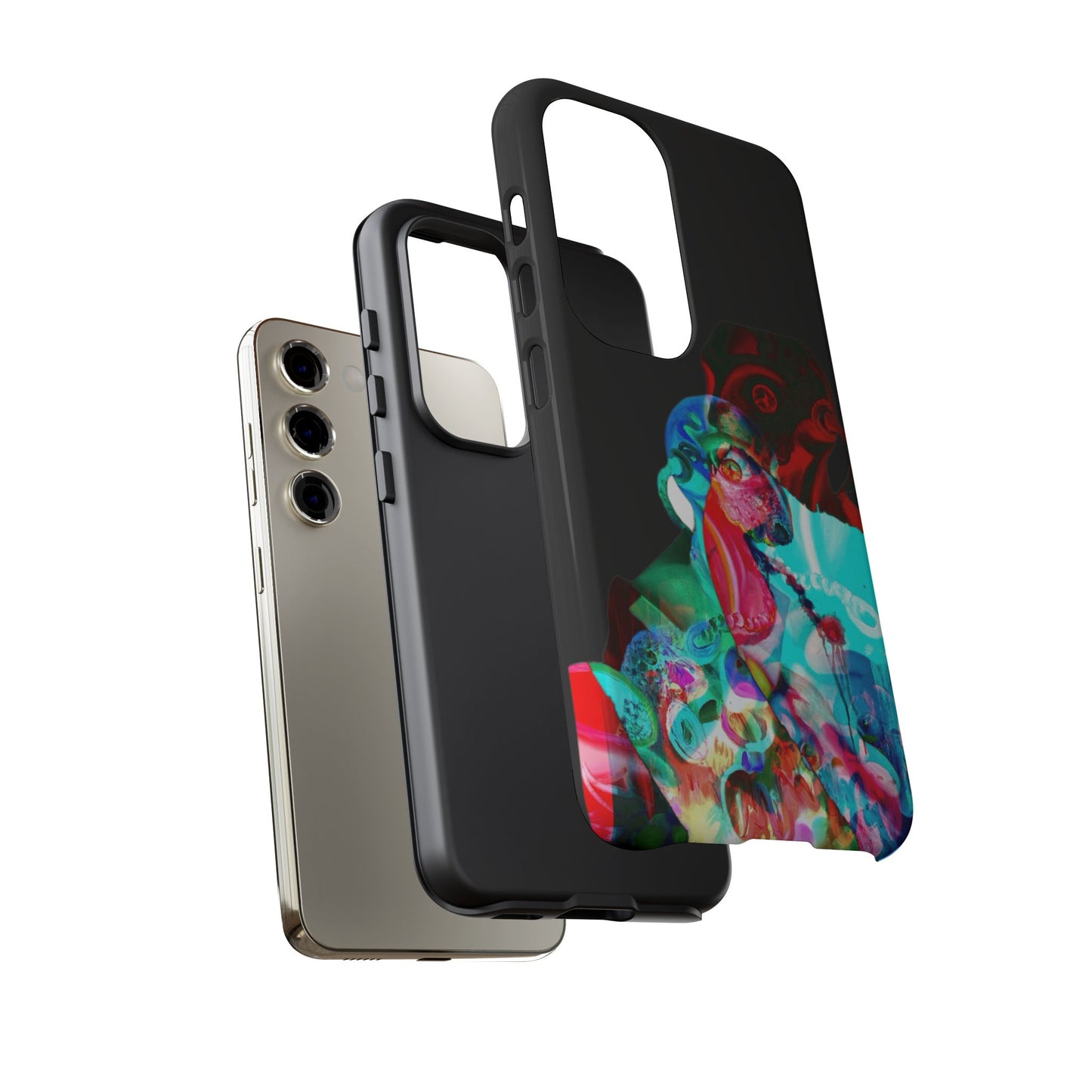 Protective Phone Case — Trippy Neon Abstract Skull Design