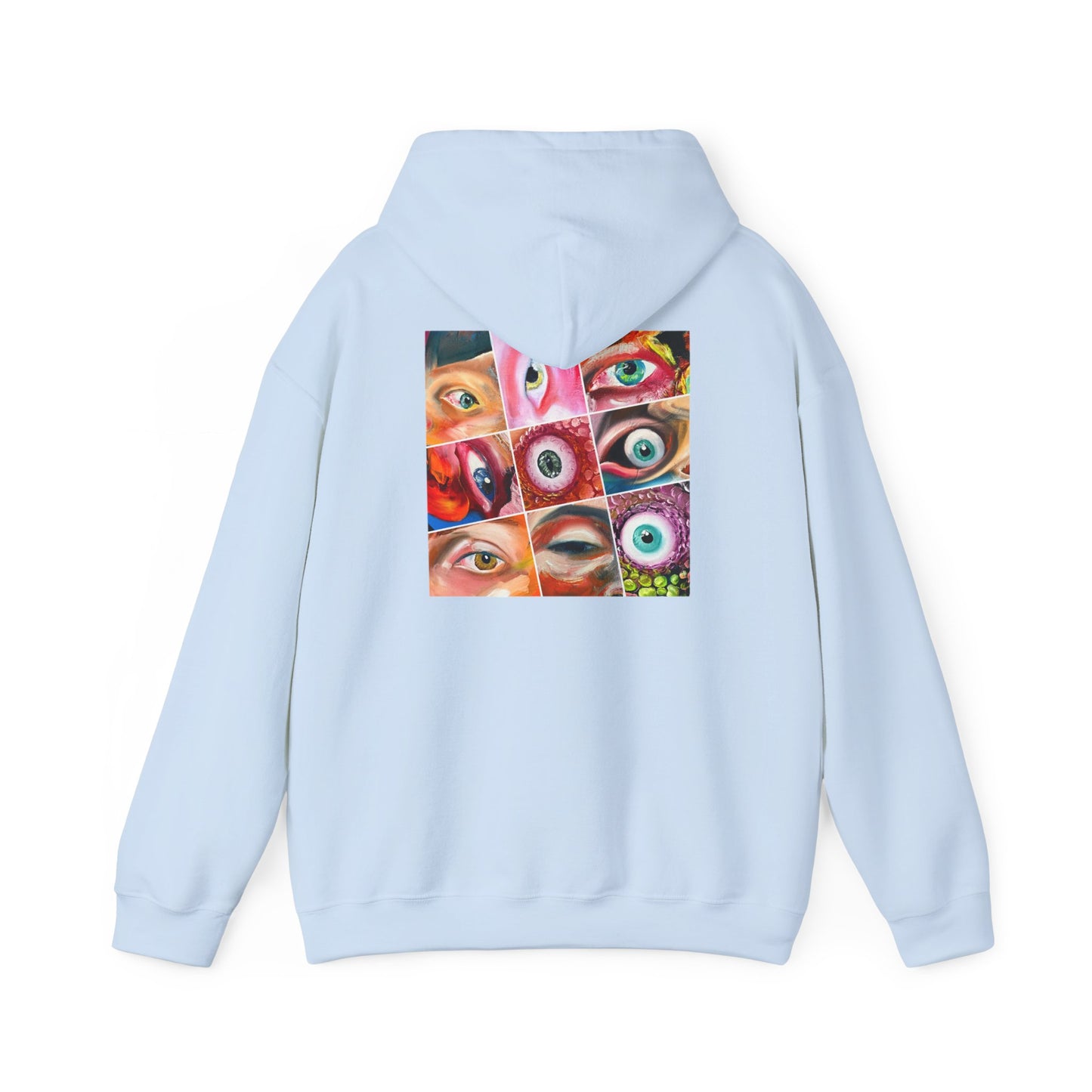 AMRU Eyes Collage Hoodie — Artistic Colorful Eye Graphic Hooded Sweatshirt