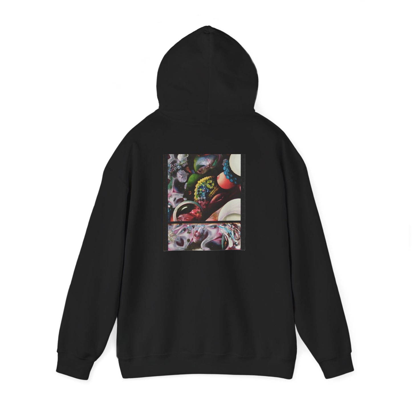 AMRU Graphic Hoodie — Abstract Cosmic Paint Pour Art Back Print