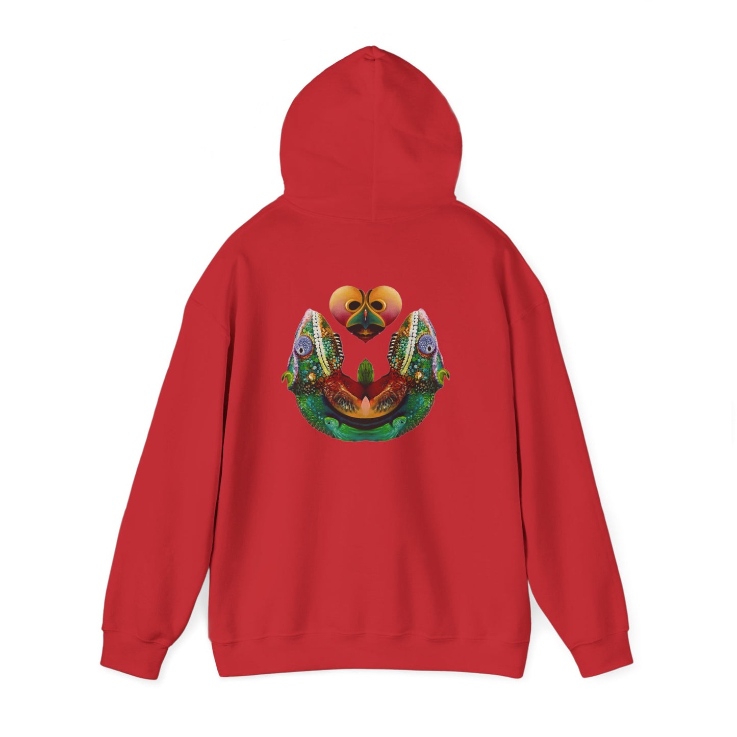 AMRU Minimal Logo Hoodie with Colorful Symmetry Back Art
