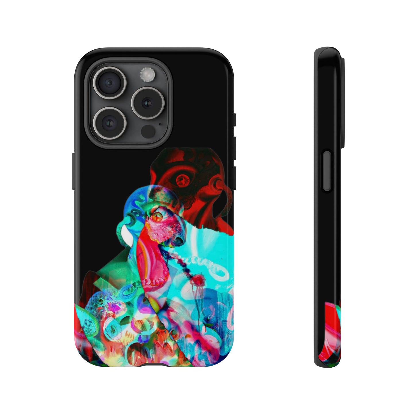 Protective Phone Case — Trippy Neon Abstract Skull Design
