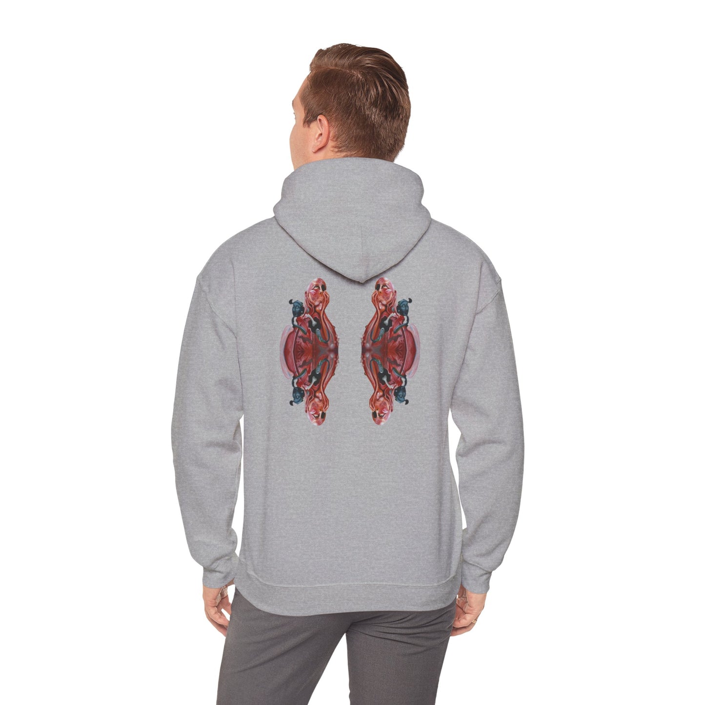 AMRU Minimal Logo Hoodie — Rose Skull Mirror Back Graphic Hoodie