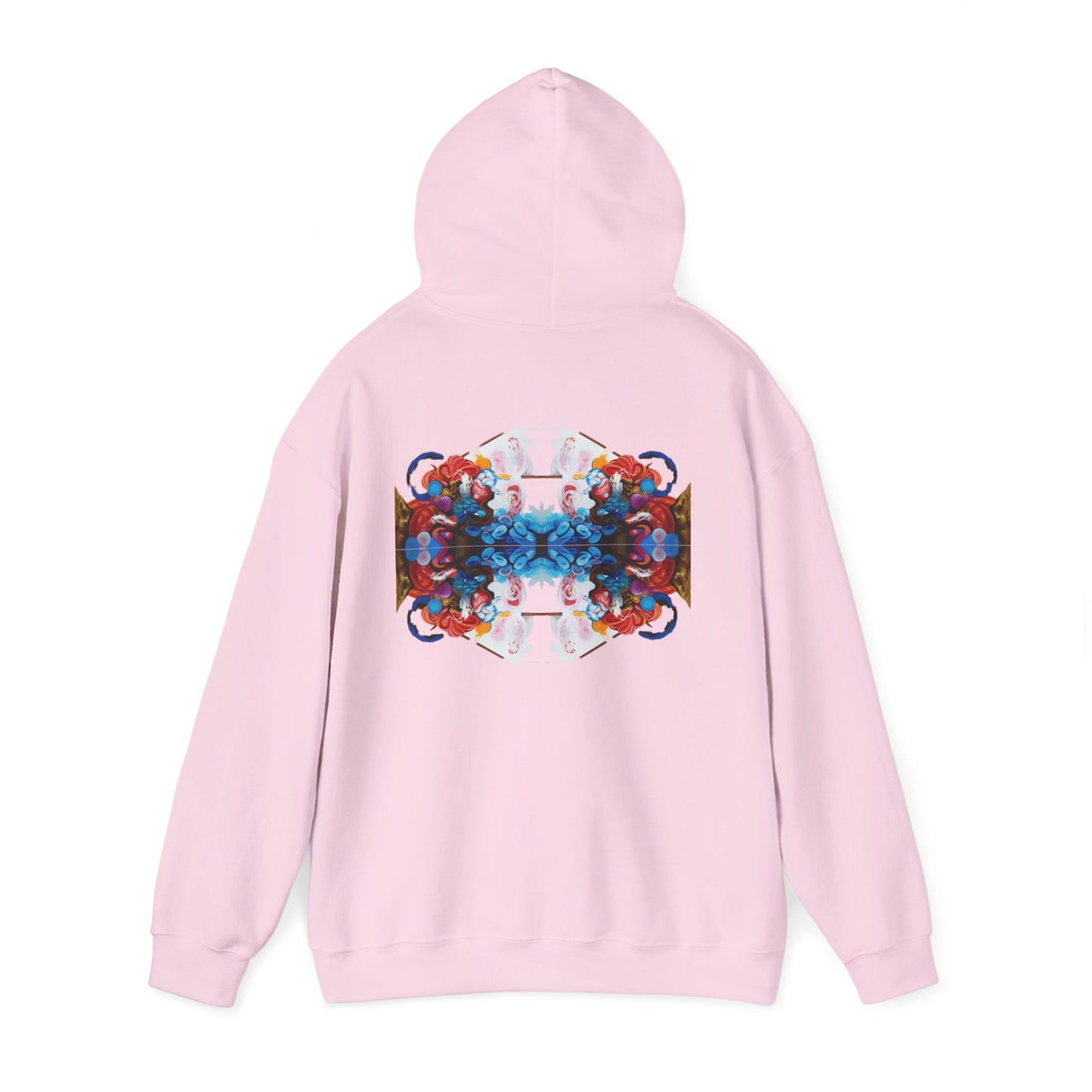 AMRU Floral Abstract Hoodie — Symmetrical Colorful Back Art