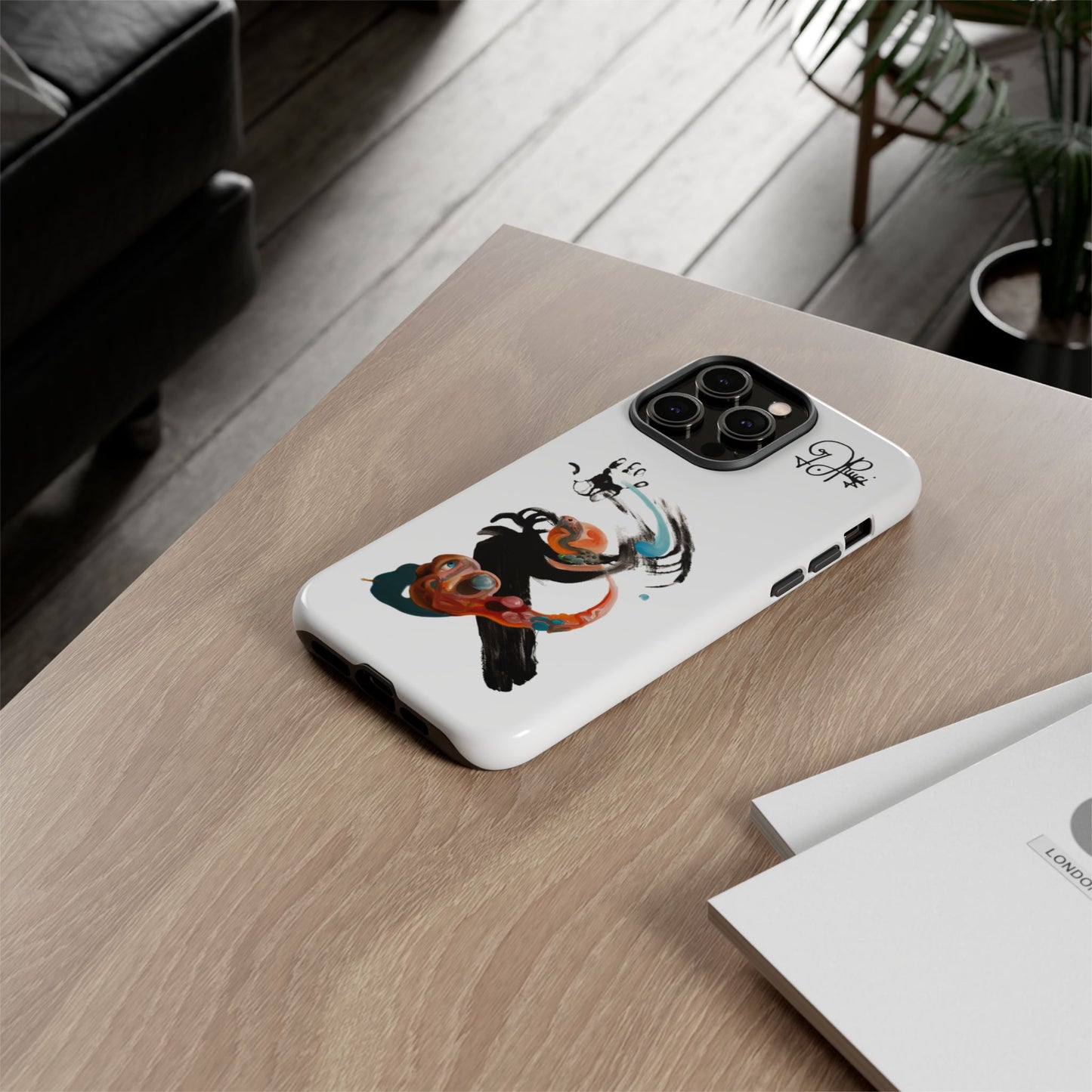 Artistic Abstract Phone Case — Colorful Ink Brushstroke Design