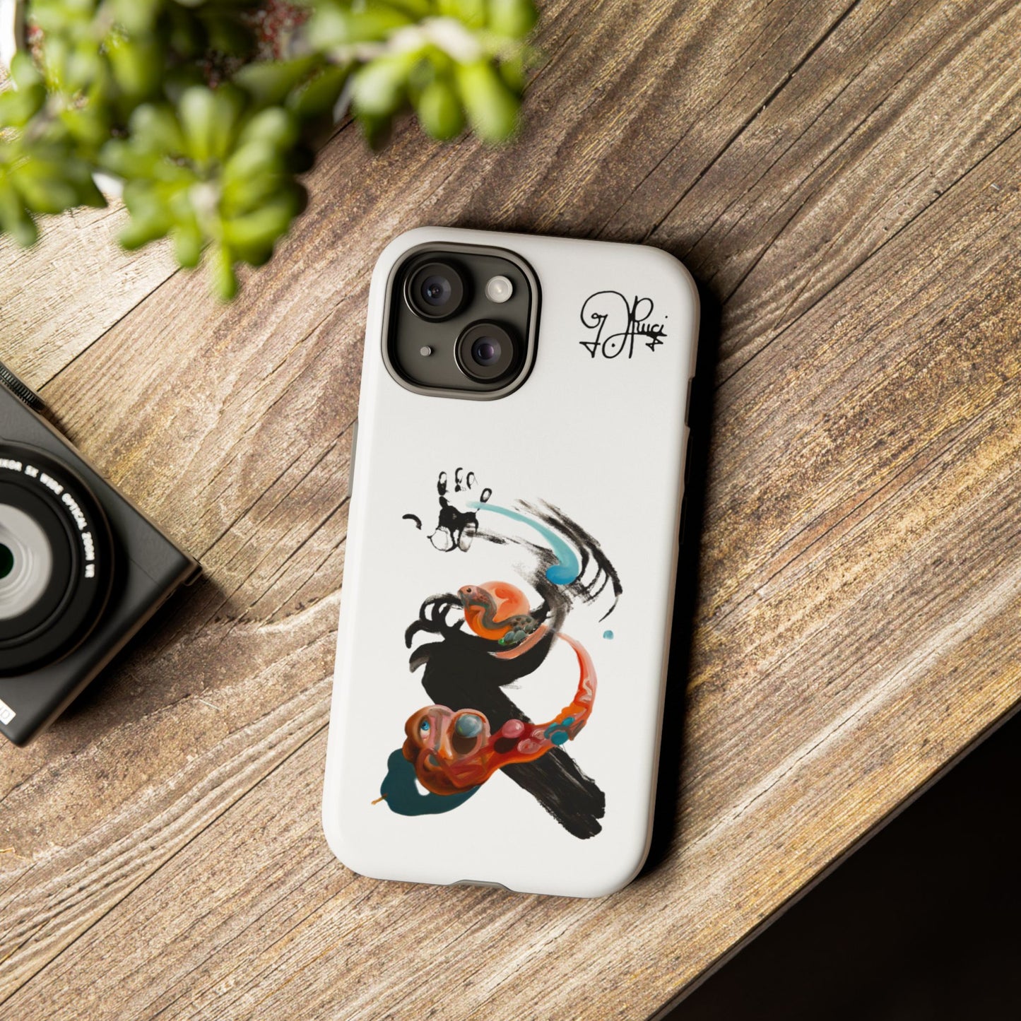 Artistic Abstract Phone Case — Colorful Ink Brushstroke Design