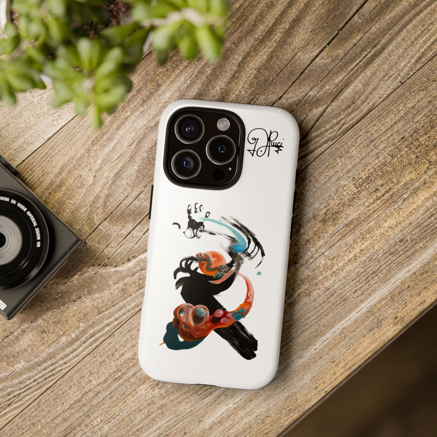 Artistic Abstract Phone Case — Colorful Ink Brushstroke Design