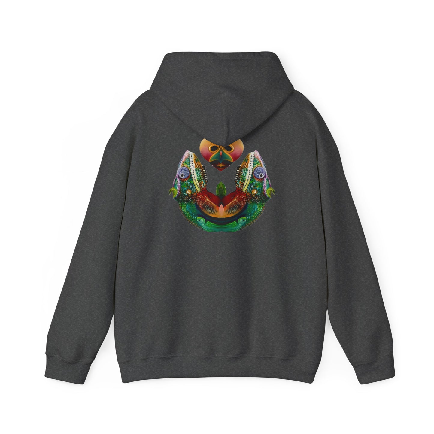 AMRU Minimal Logo Hoodie with Colorful Symmetry Back Art