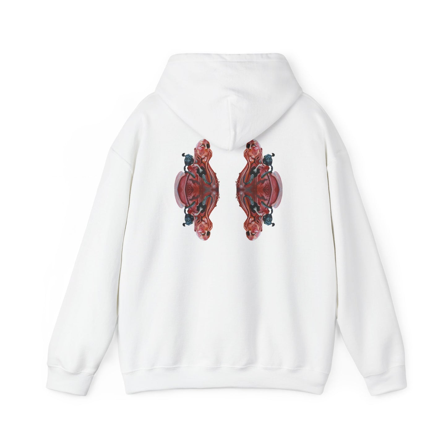 AMRU Minimal Logo Hoodie — Rose Skull Mirror Back Graphic Hoodie