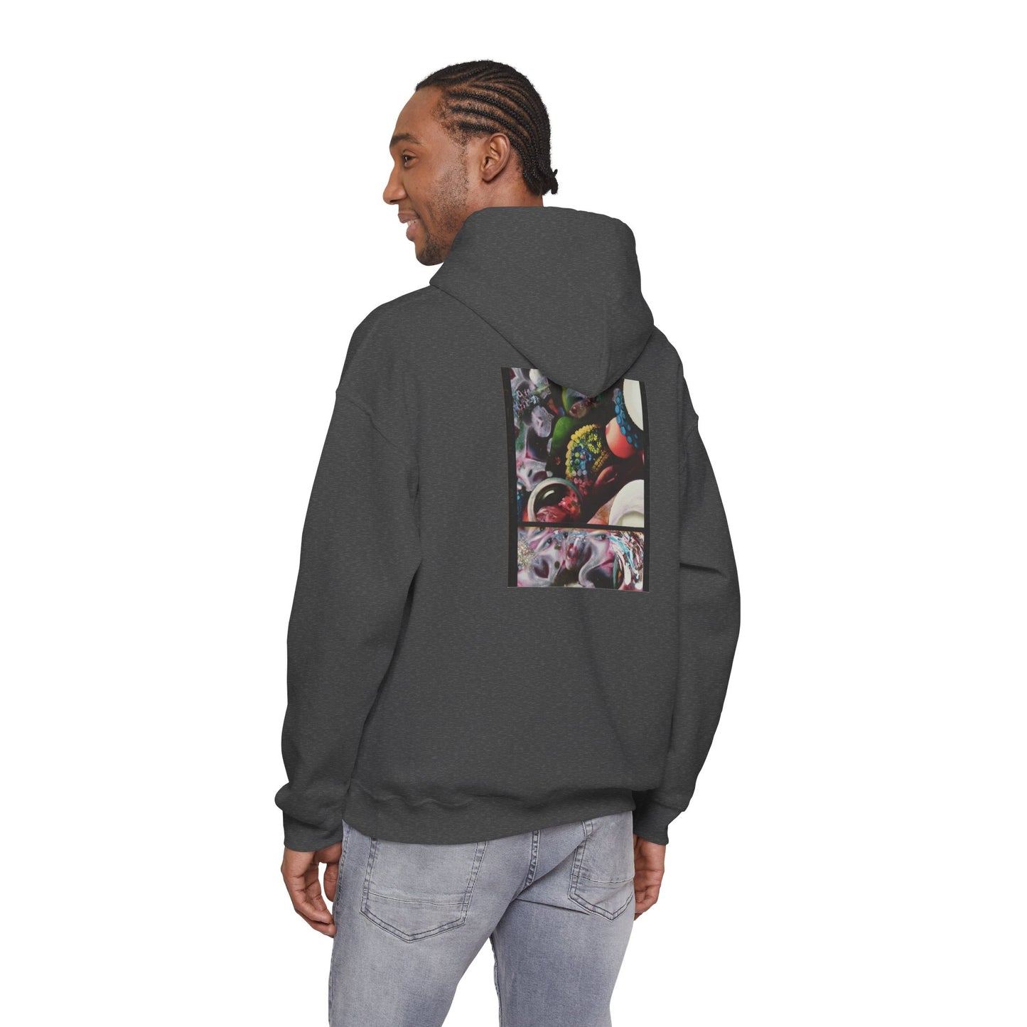 AMRU Graphic Hoodie — Abstract Cosmic Paint Pour Art Back Print